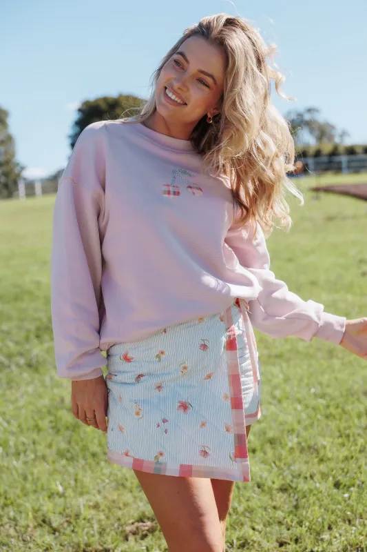 Cayley Patchwork Sweatshirt - Pink Cherry made by Petal & Pup