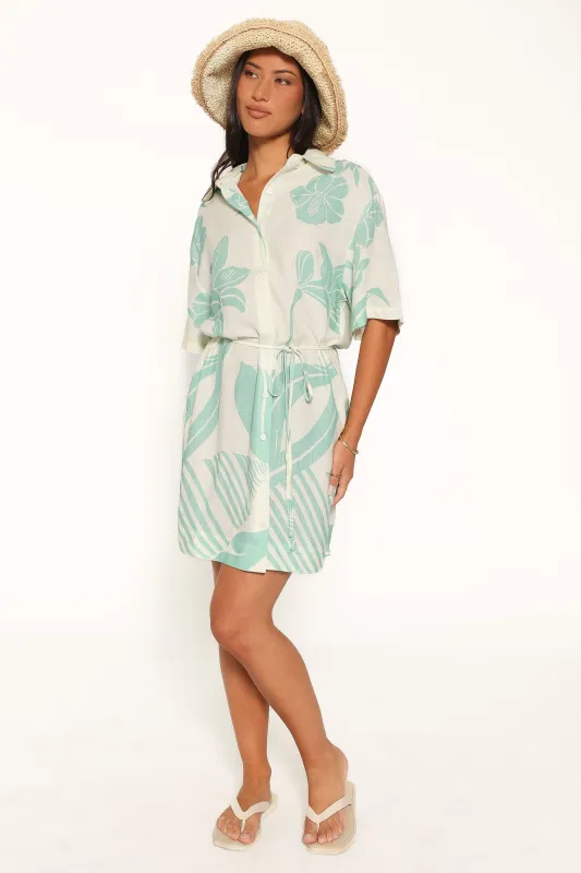 Karmon Mini Dress - Green Floral made by Petal & Pup