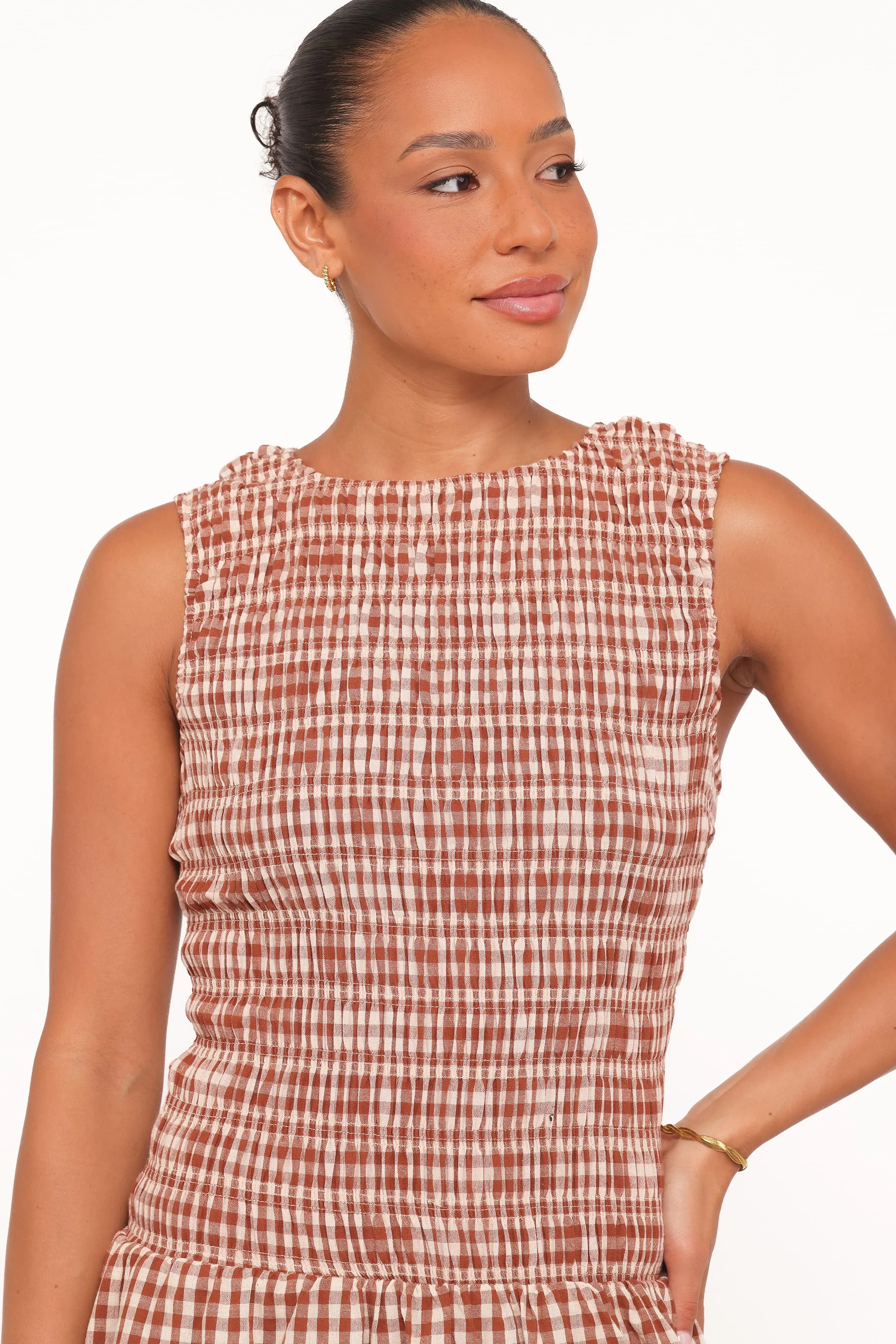 Maleny Maxi Dress - Brown Gingham sold by Petal & Pup product image thumbnail 5