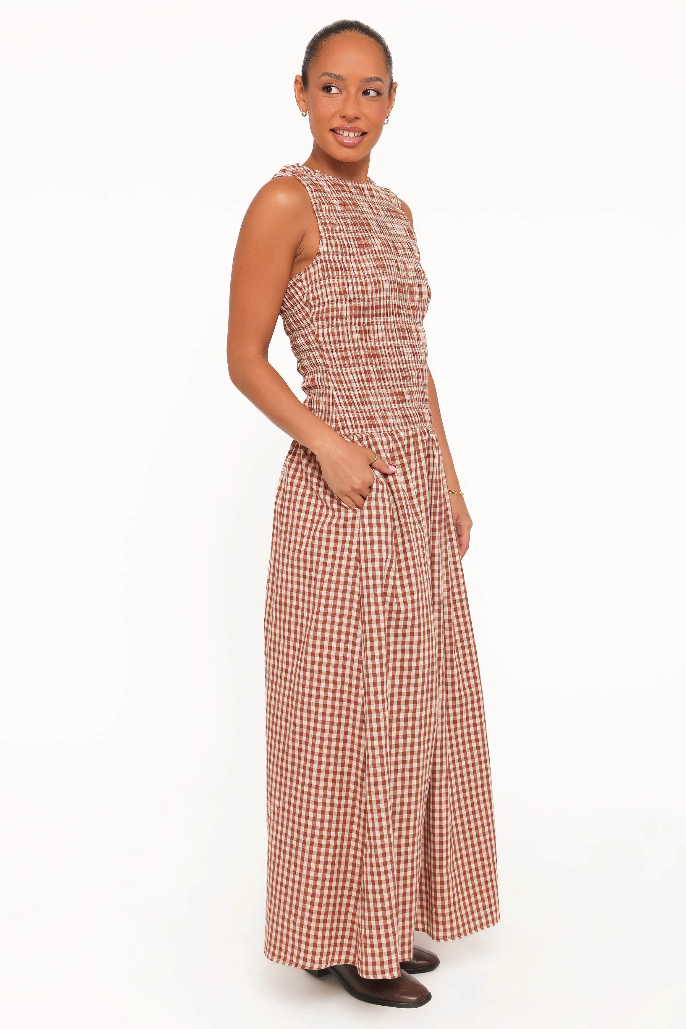 Maleny Maxi Dress - Brown Gingham sold by Petal & Pup product image thumbnail 3