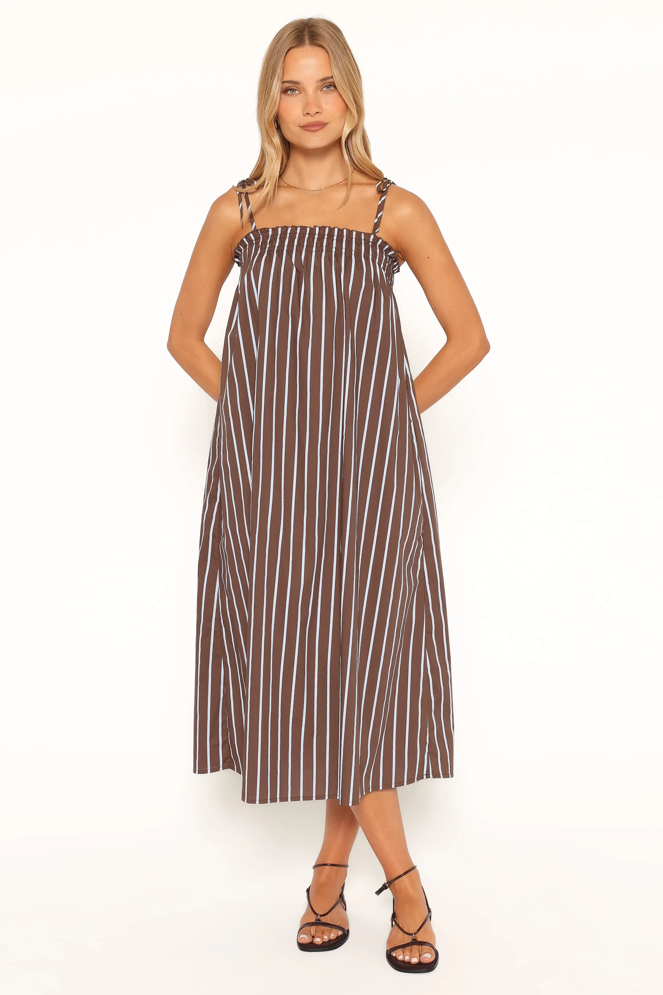 Talita Maxi Dress - Brown/Blue Stripe sold by Petal & Pup product image thumbnail 2