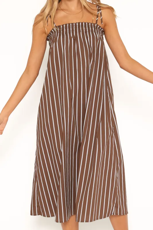 Talita Maxi Dress - Brown/Blue Stripe made by Petal & Pup