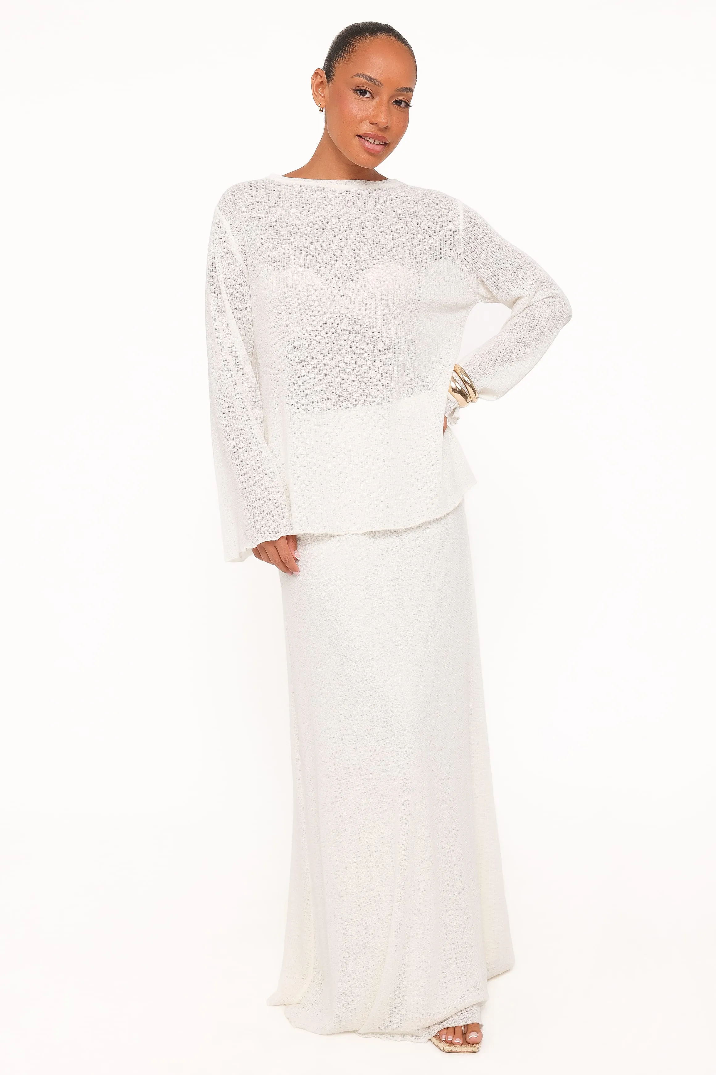 Lune Knit Skirt Set - Cream sold by Petal & Pup