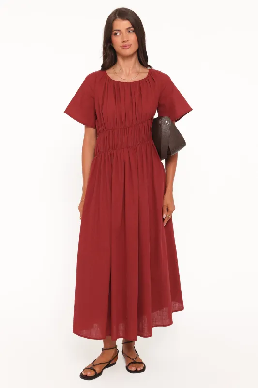 Harlen Maxi Dress - Deep Red made by Petal & Pup