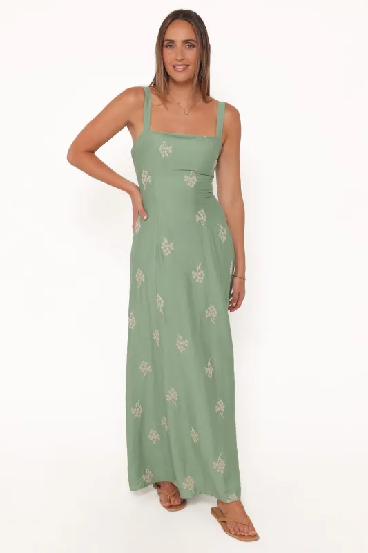 Oregon Maxi Dress - Green made by Petal & Pup