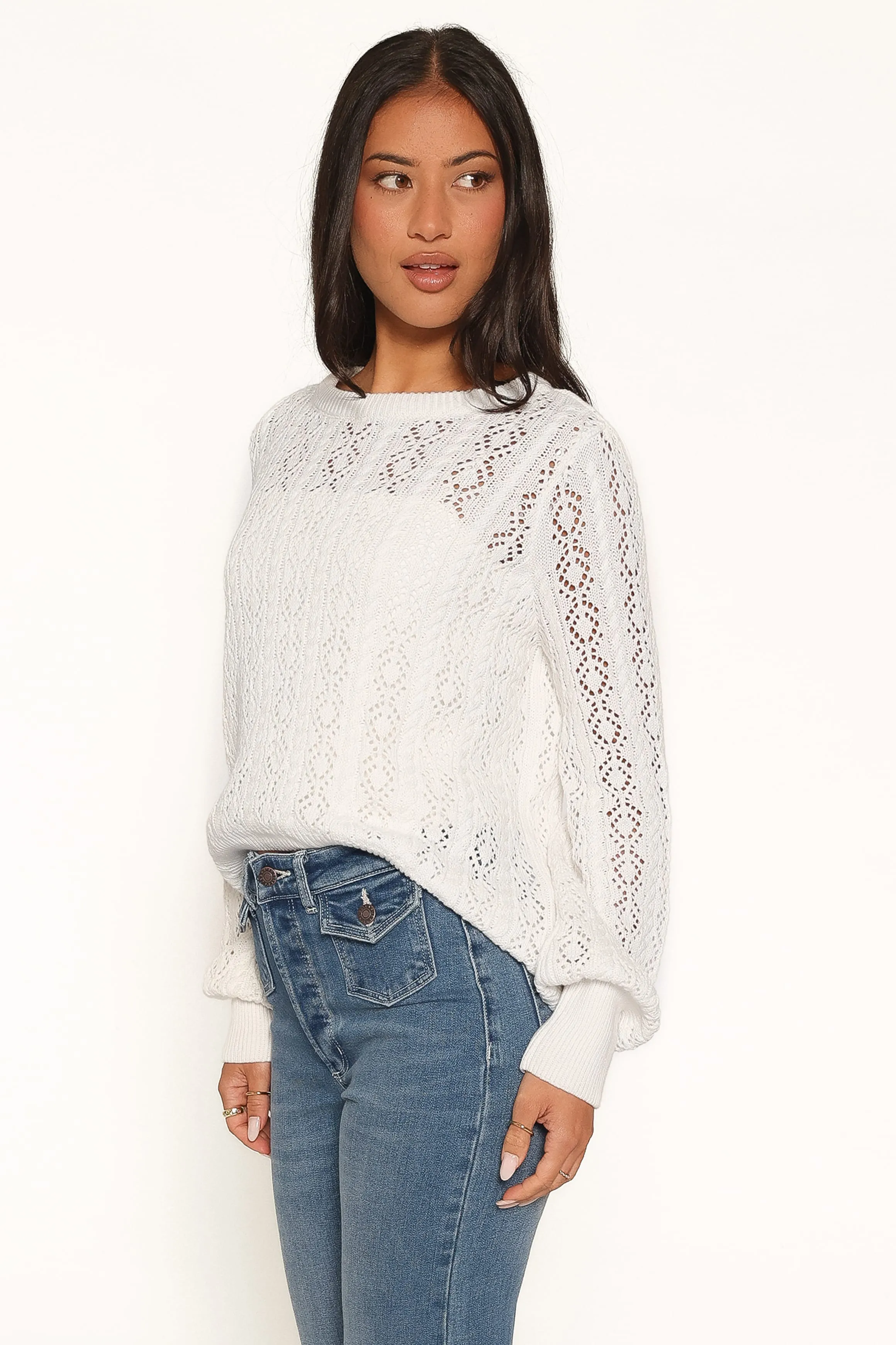 Tyler Pointelle Sweater - White sold by Petal & Pup product image thumbnail 3