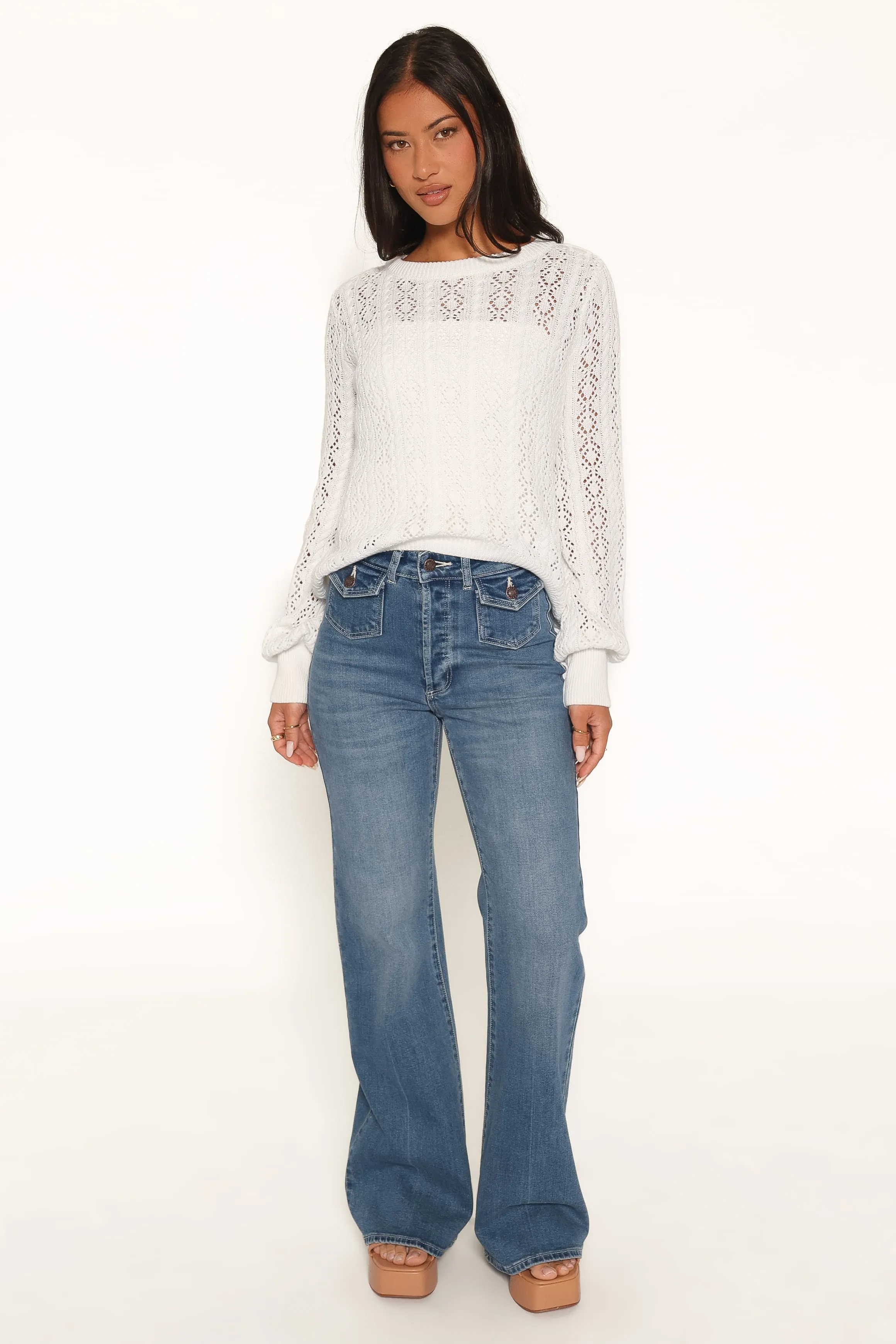 Tyler Pointelle Sweater - White sold by Petal & Pup product image thumbnail 5