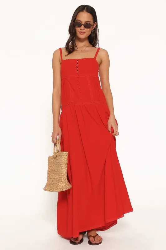 Ebonie Maxi Dress - Red made by Petal & Pup