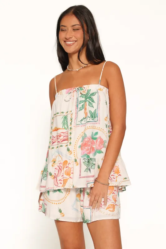 Narella Short Set - Cream Palm Print made by Petal & Pup