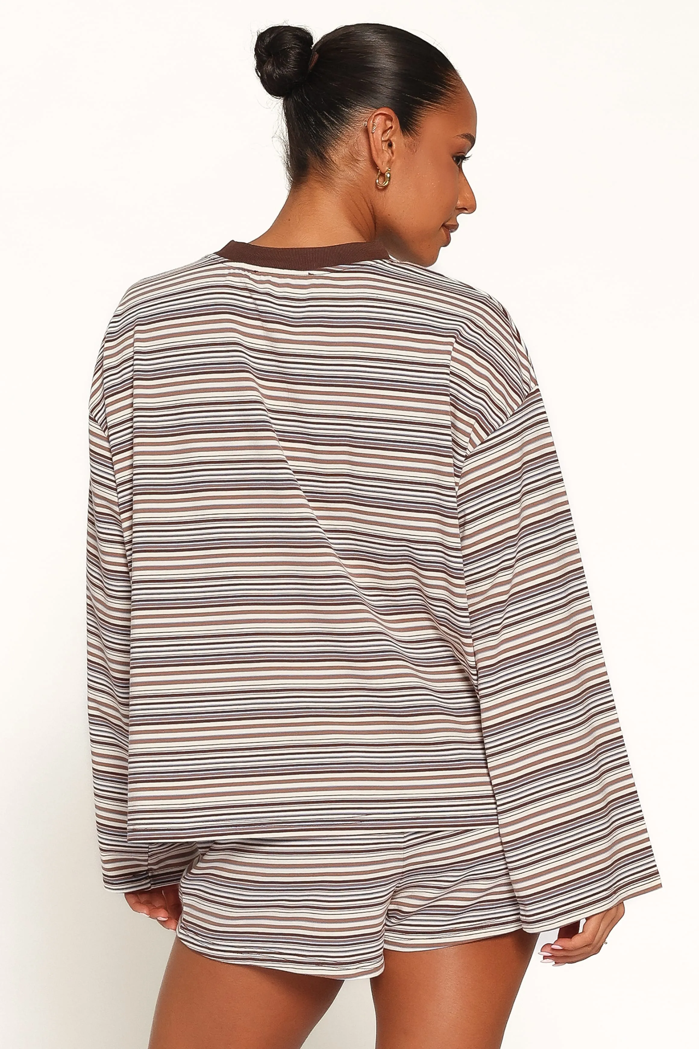 Silvia Knit Short Set - Chocolate Brown Stripe sold by Petal & Pup product image thumbnail 5