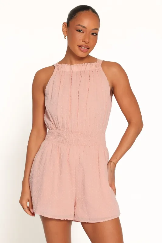 Felicity Romper - Pink Clip Dot made by Petal & Pup