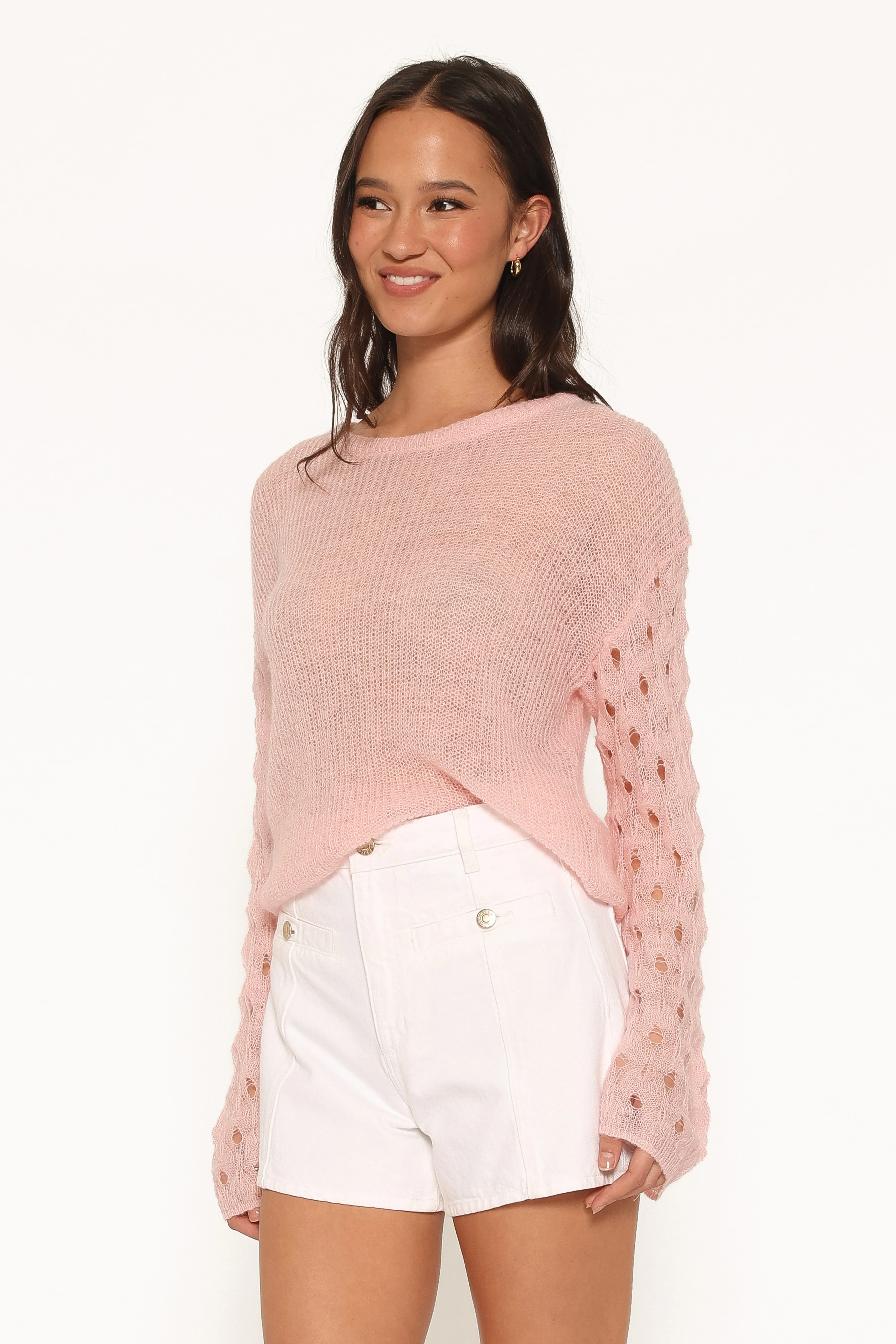 Janina Open Stitch Sweater - Pink sold by Petal & Pup product image thumbnail 3