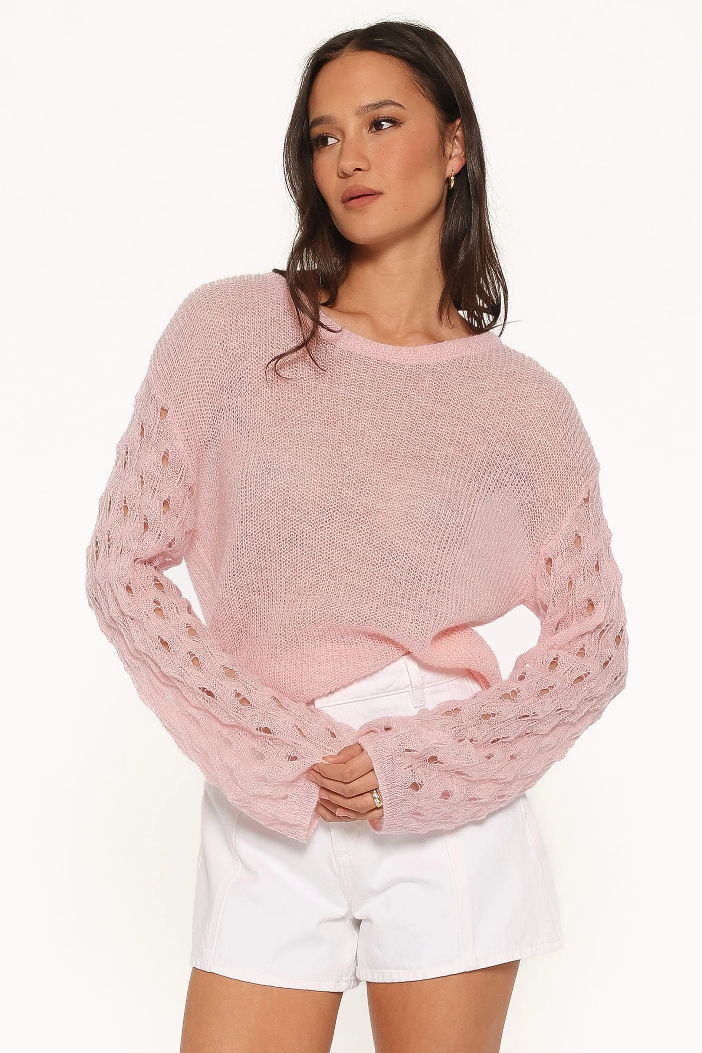 Janina Open Stitch Sweater - Pink sold by Petal & Pup product image thumbnail 2