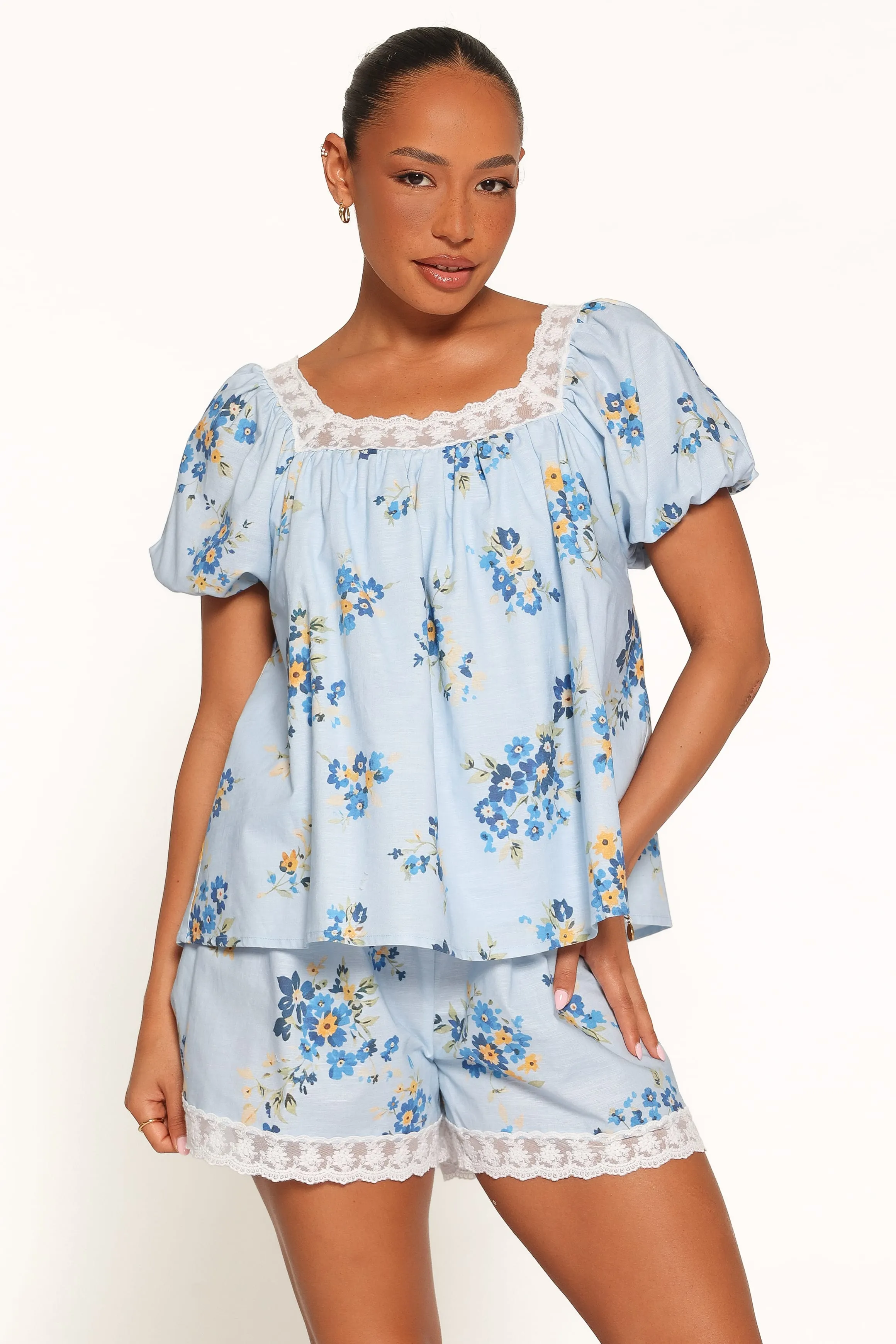 Fawna Short Set - Blue Floral sold by Petal & Pup