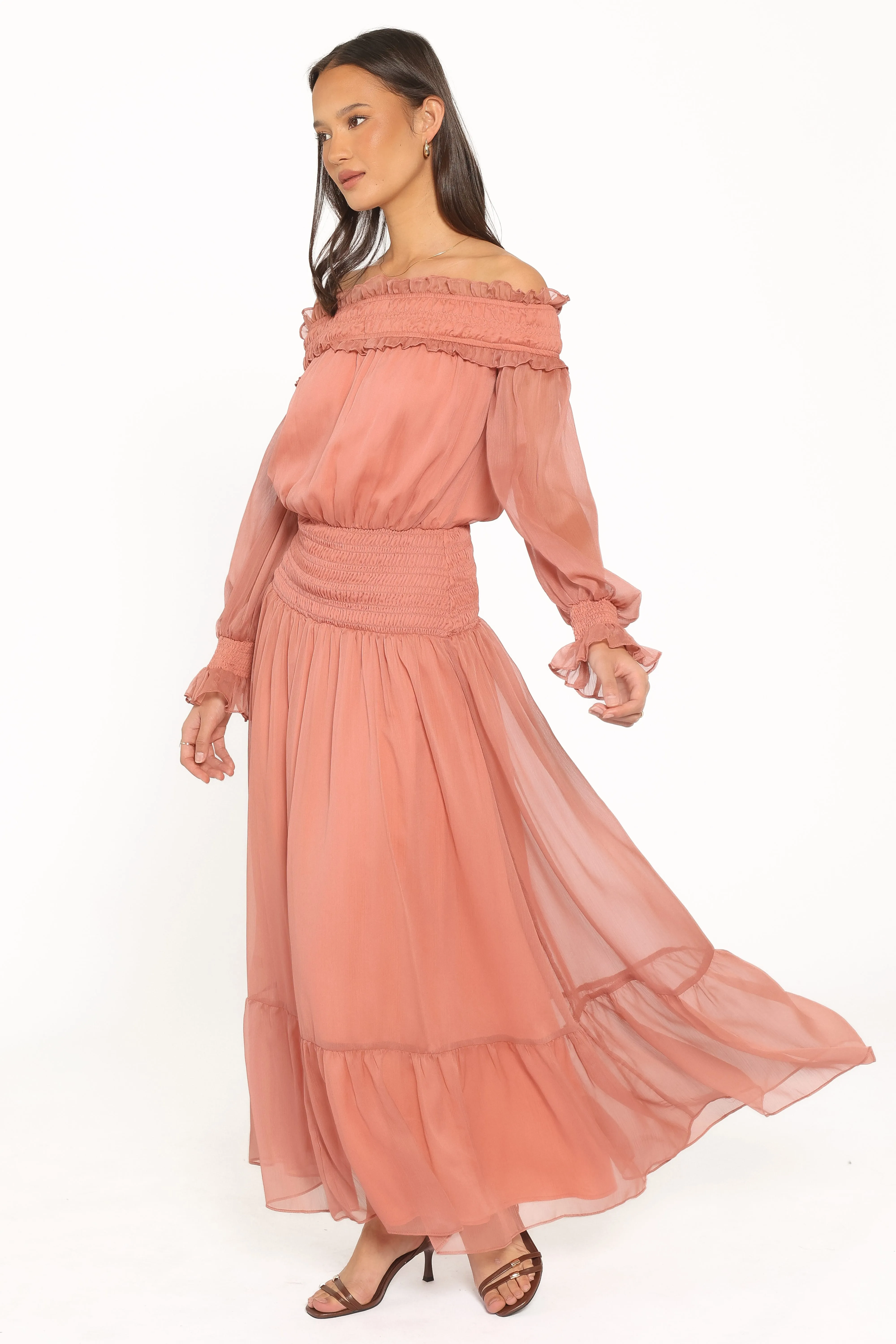 Paris Off Shoulder Maxi Dress - Vintage Mauve sold by Petal & Pup product image thumbnail 3