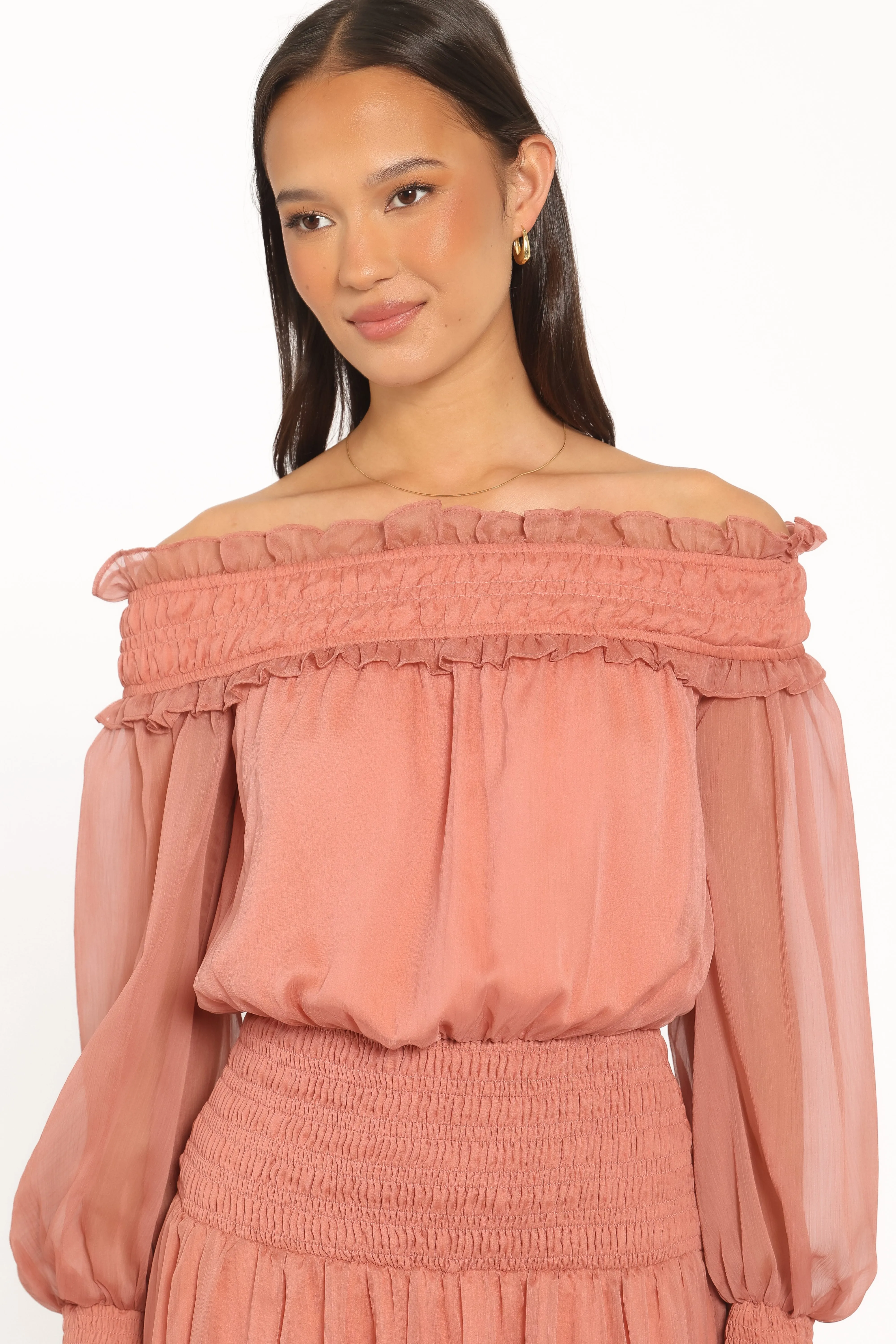 Paris Off Shoulder Maxi Dress - Vintage Mauve sold by Petal & Pup product image thumbnail 2