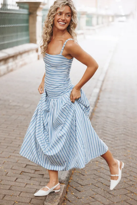 Carlisle Maxi Dress - Blue Stripe made by Petal & Pup