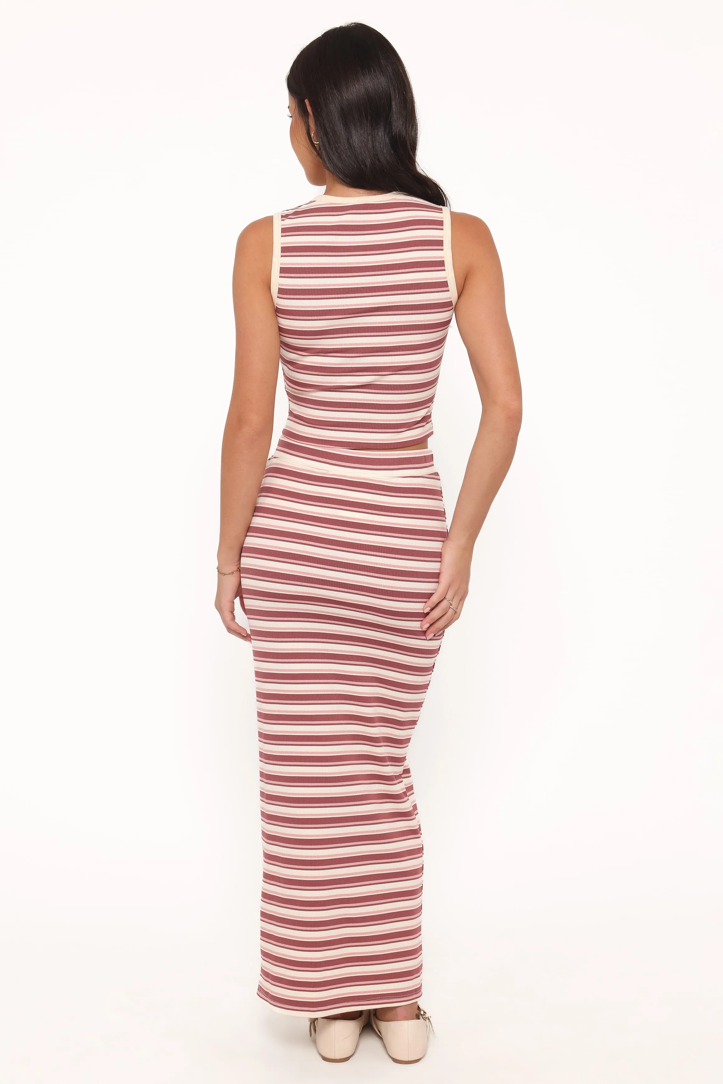 Kelly Maxi Skirt Set - Burgundy/Pink Stripe sold by Petal & Pup product image thumbnail 5