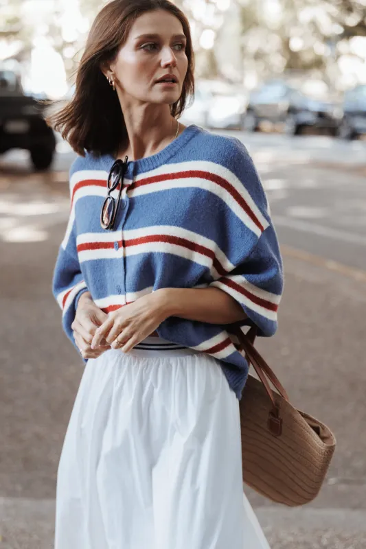 Lilith Knit Top - Blue Stripe made by Petal & Pup