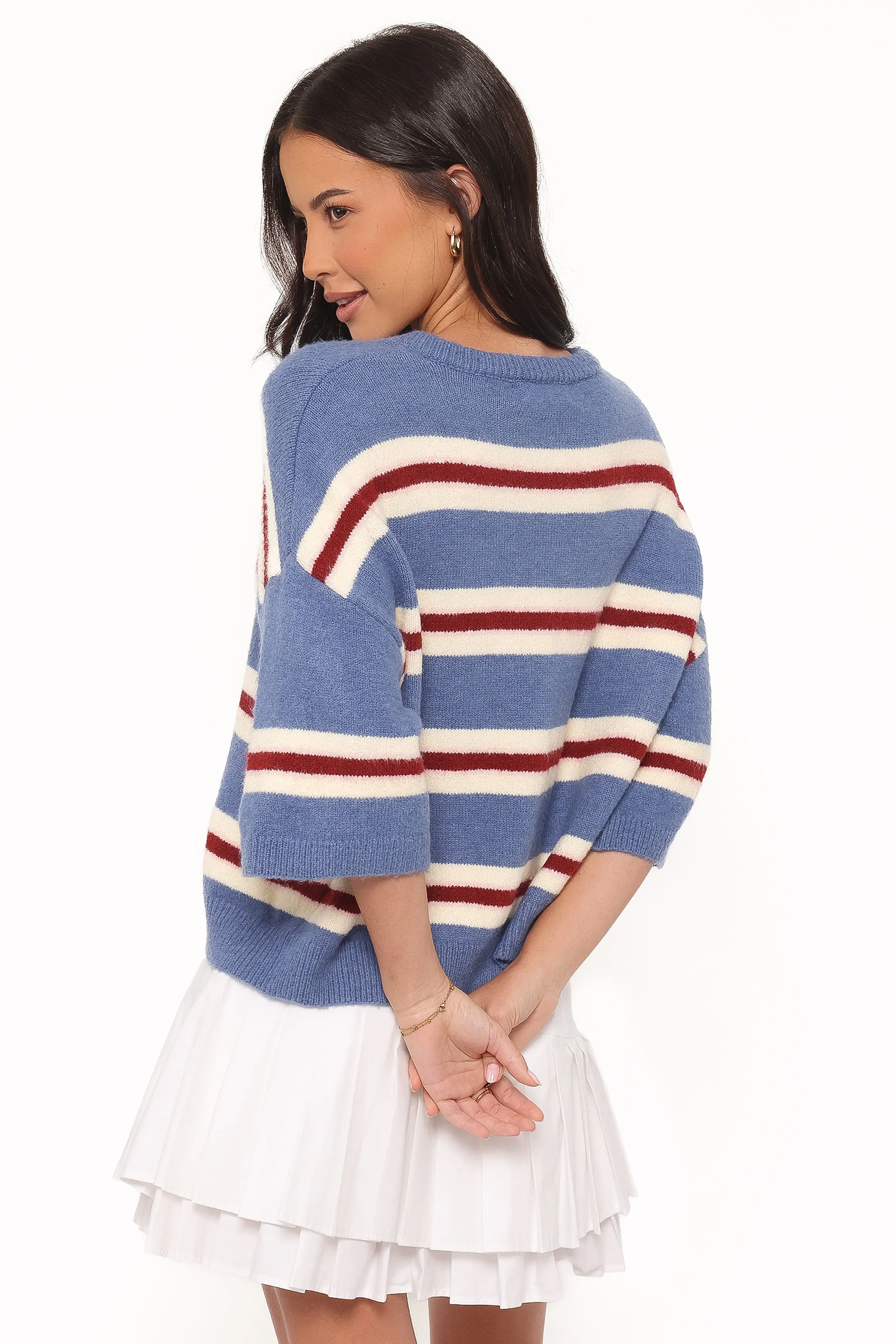 Lilith Knit Top - Blue Stripe sold by Petal & Pup product image thumbnail 5