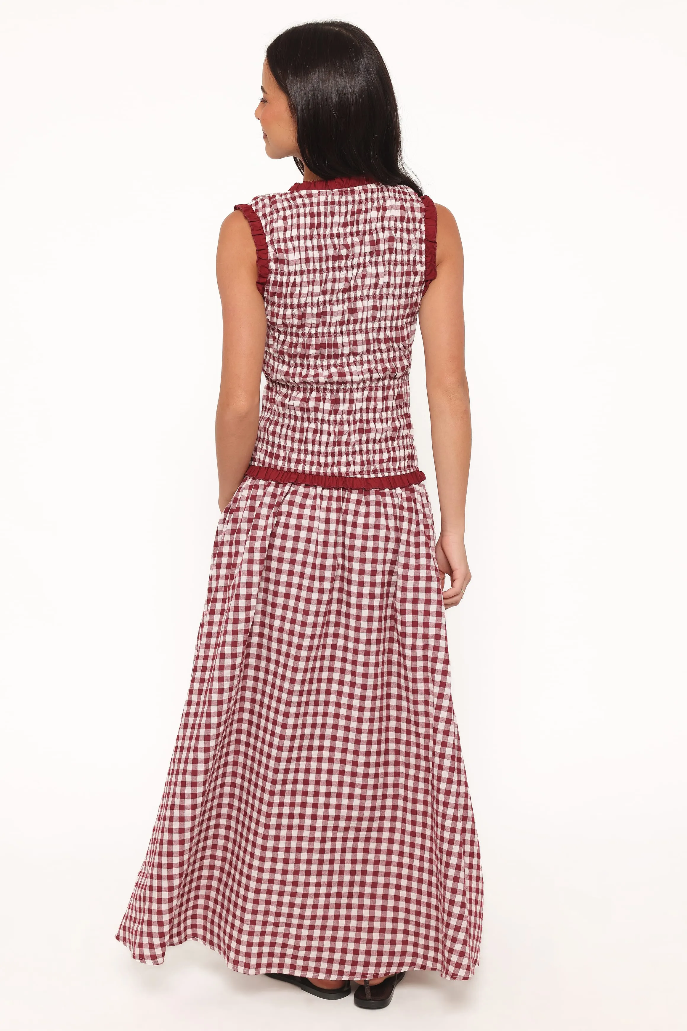 Leabrook Maxi Dress - Burgundy Gingham sold by Petal & Pup product image thumbnail 5