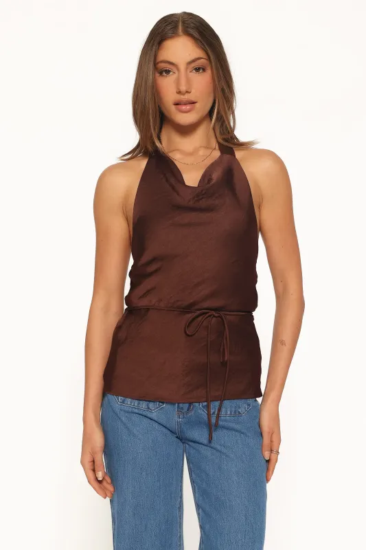 Brenn Halterneck Top - Chocolate Brown made by Petal & Pup
