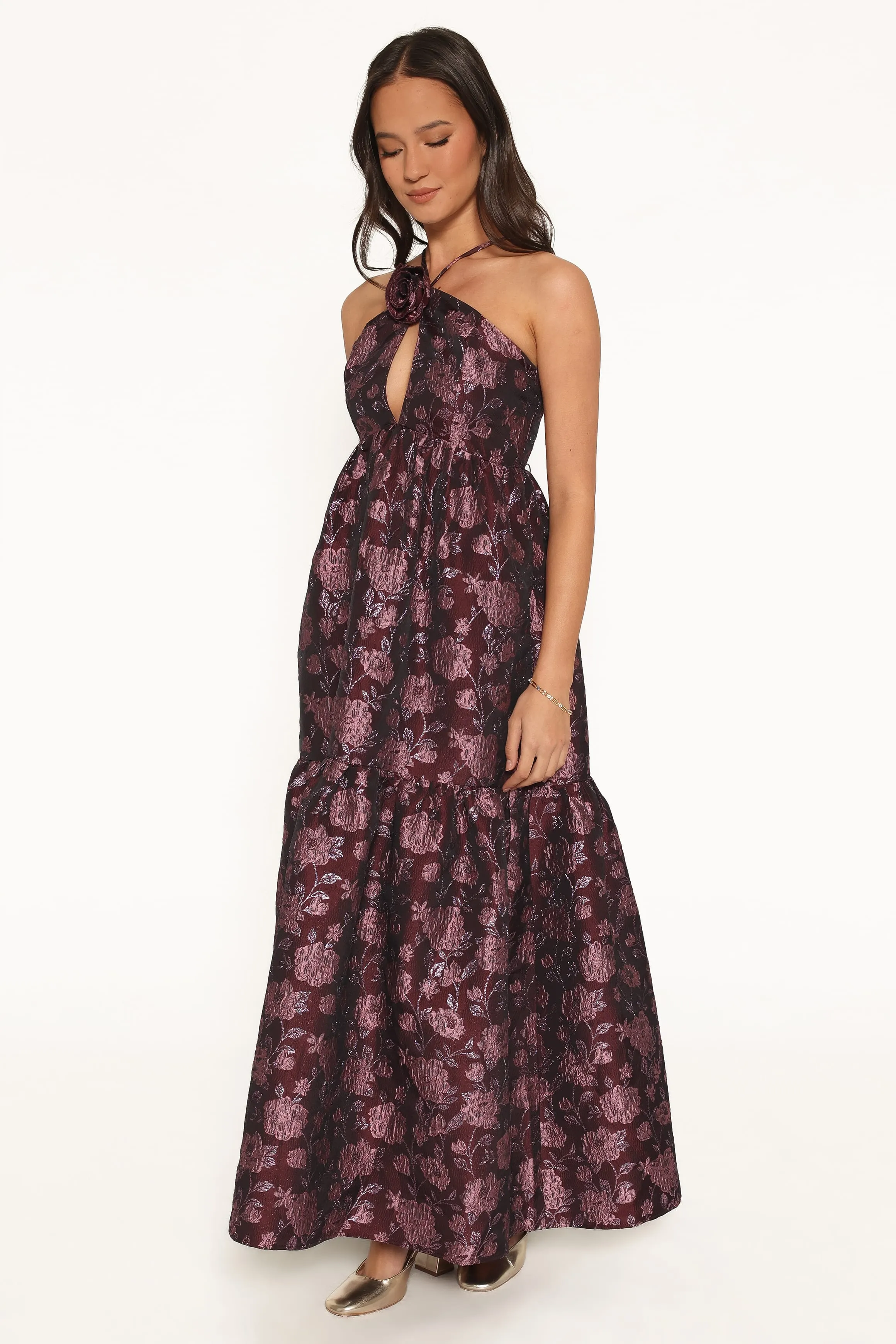 Jasminda Maxi Dress - Plum Brocade sold by Petal & Pup product image thumbnail 4