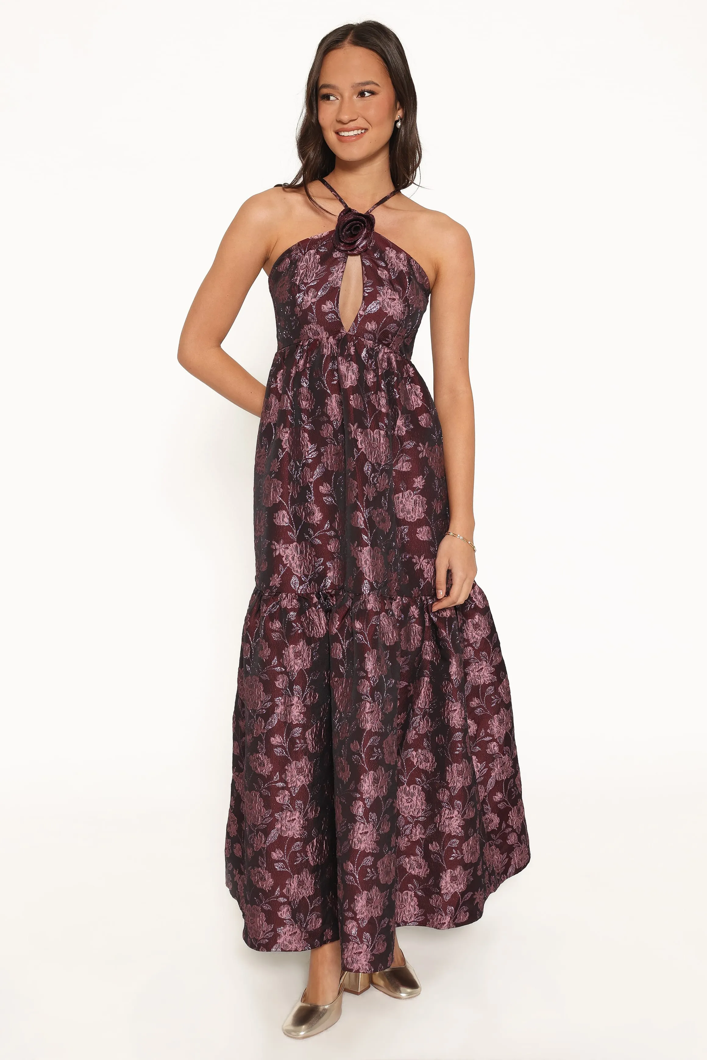 Jasminda Maxi Dress - Plum Brocade sold by Petal & Pup product image thumbnail 2
