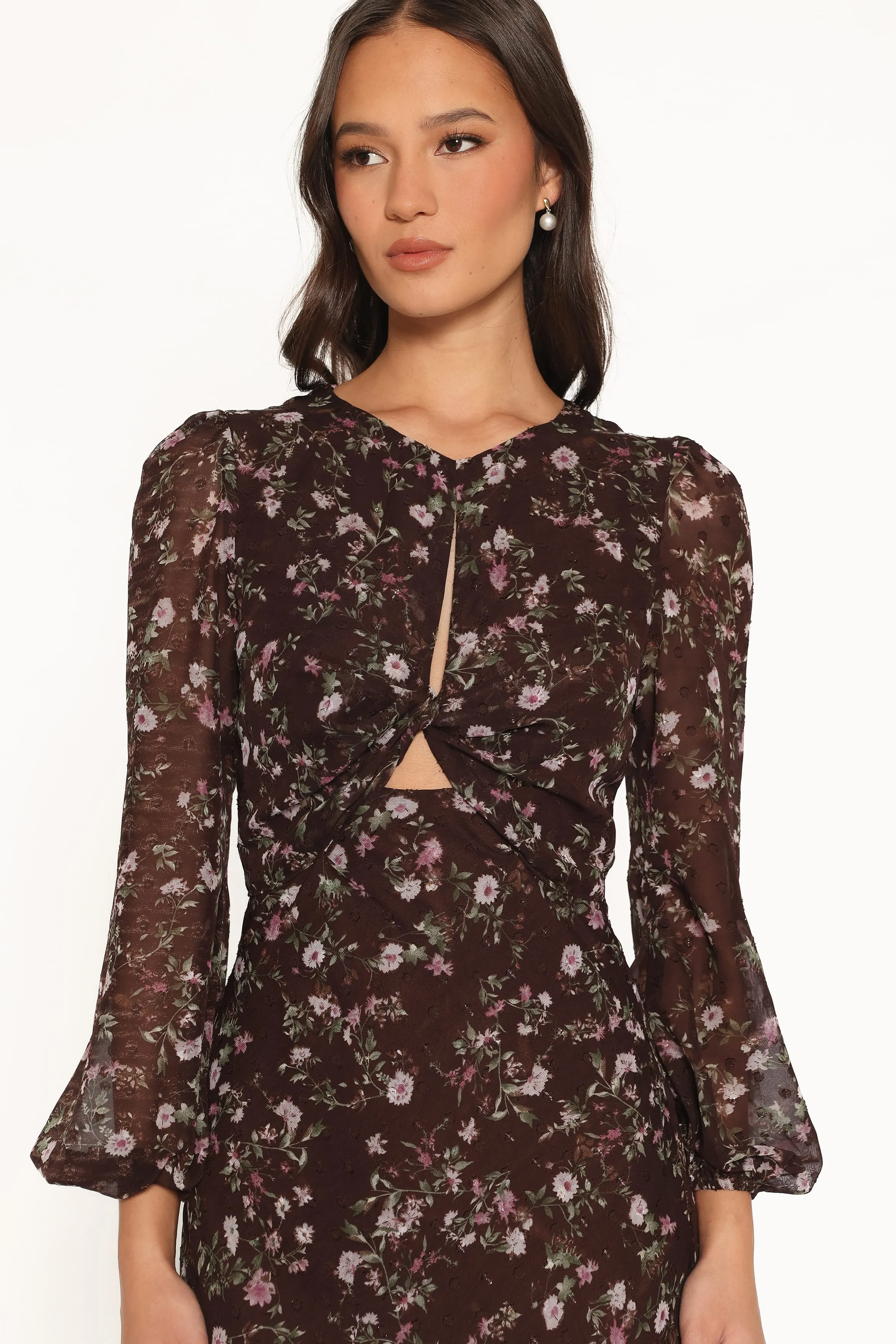 Rosalyn Maxi Dress - Brown Lilac Floral sold by Petal & Pup product image thumbnail 3