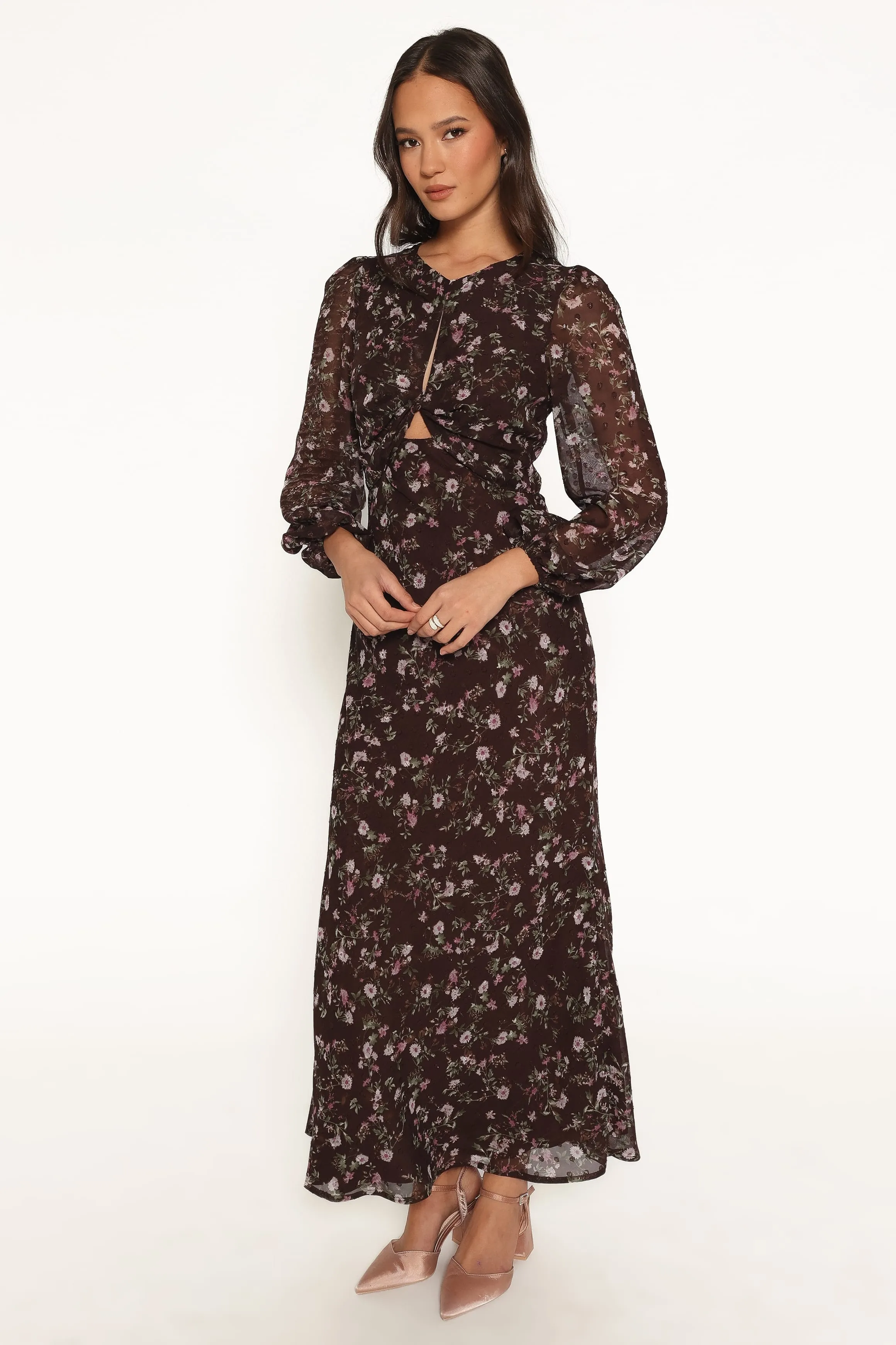 Rosalyn Maxi Dress - Brown Lilac Floral sold by Petal & Pup product image thumbnail 4