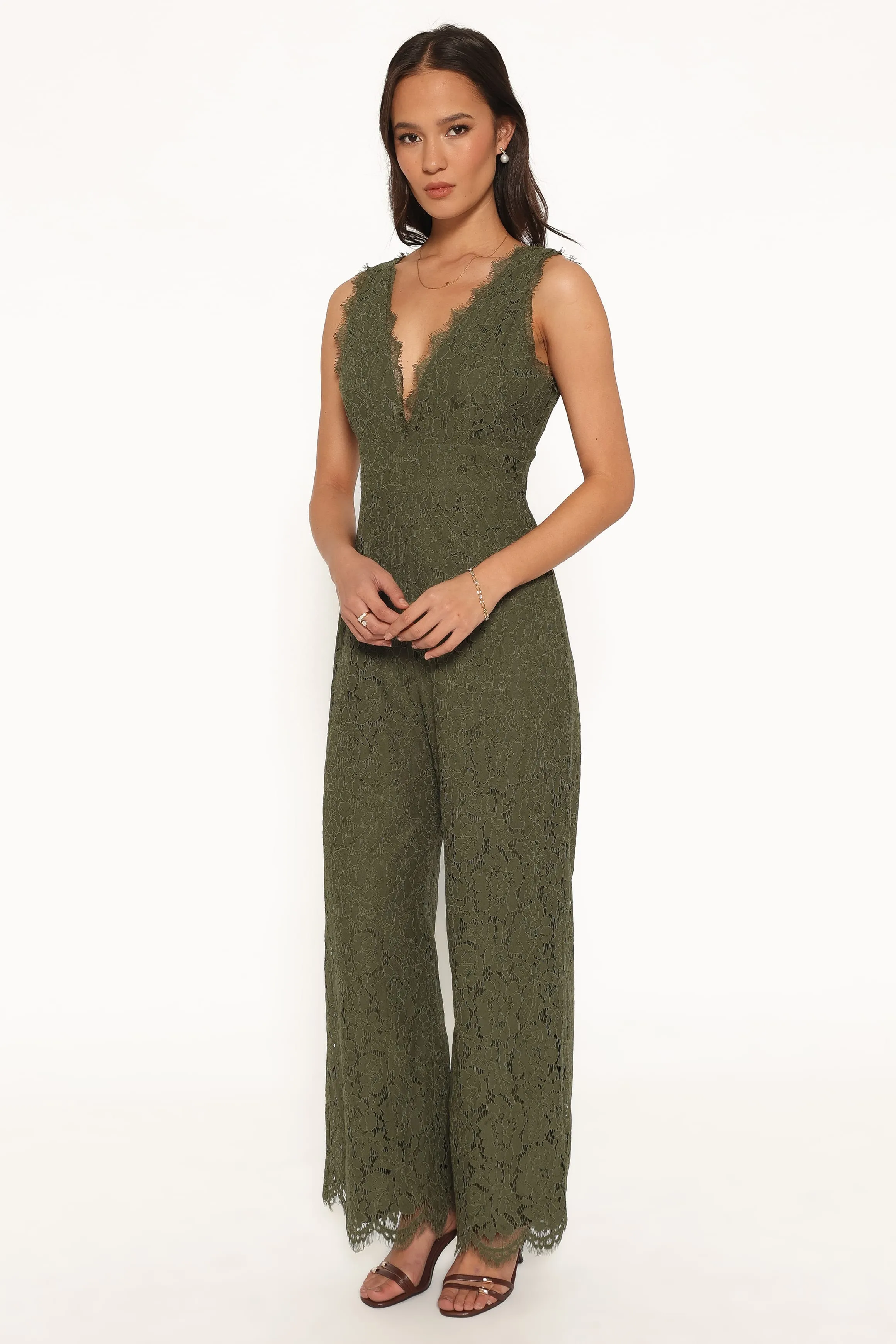 Eloise Lace Jumpsuit - Olive Green sold by Petal & Pup product image thumbnail 2