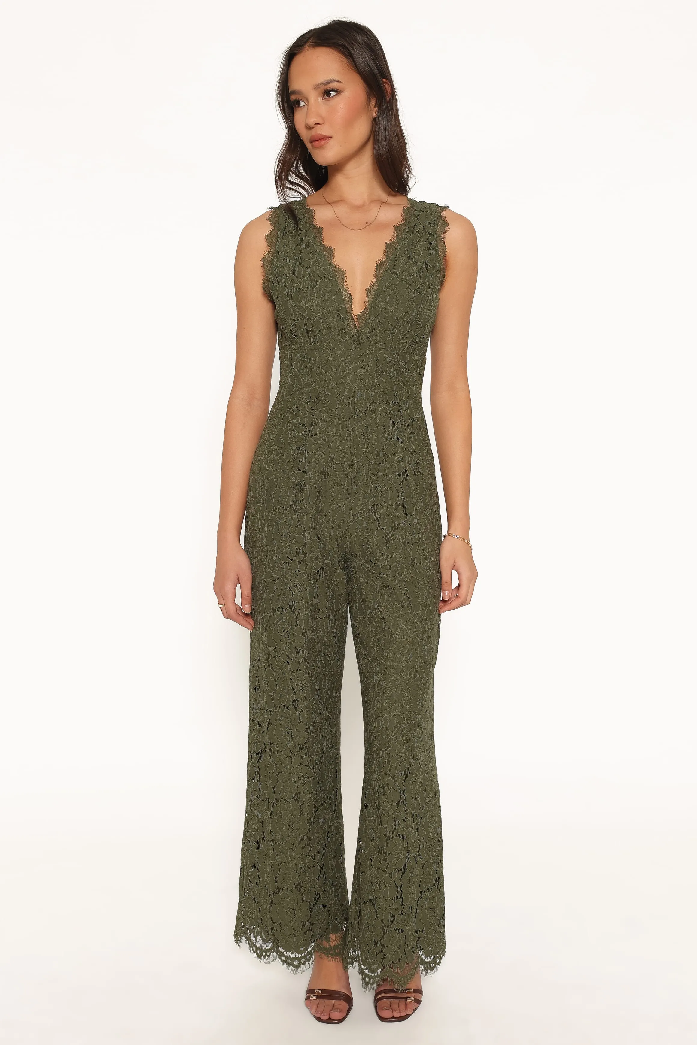 Eloise Lace Jumpsuit - Olive Green sold by Petal & Pup product image thumbnail 5