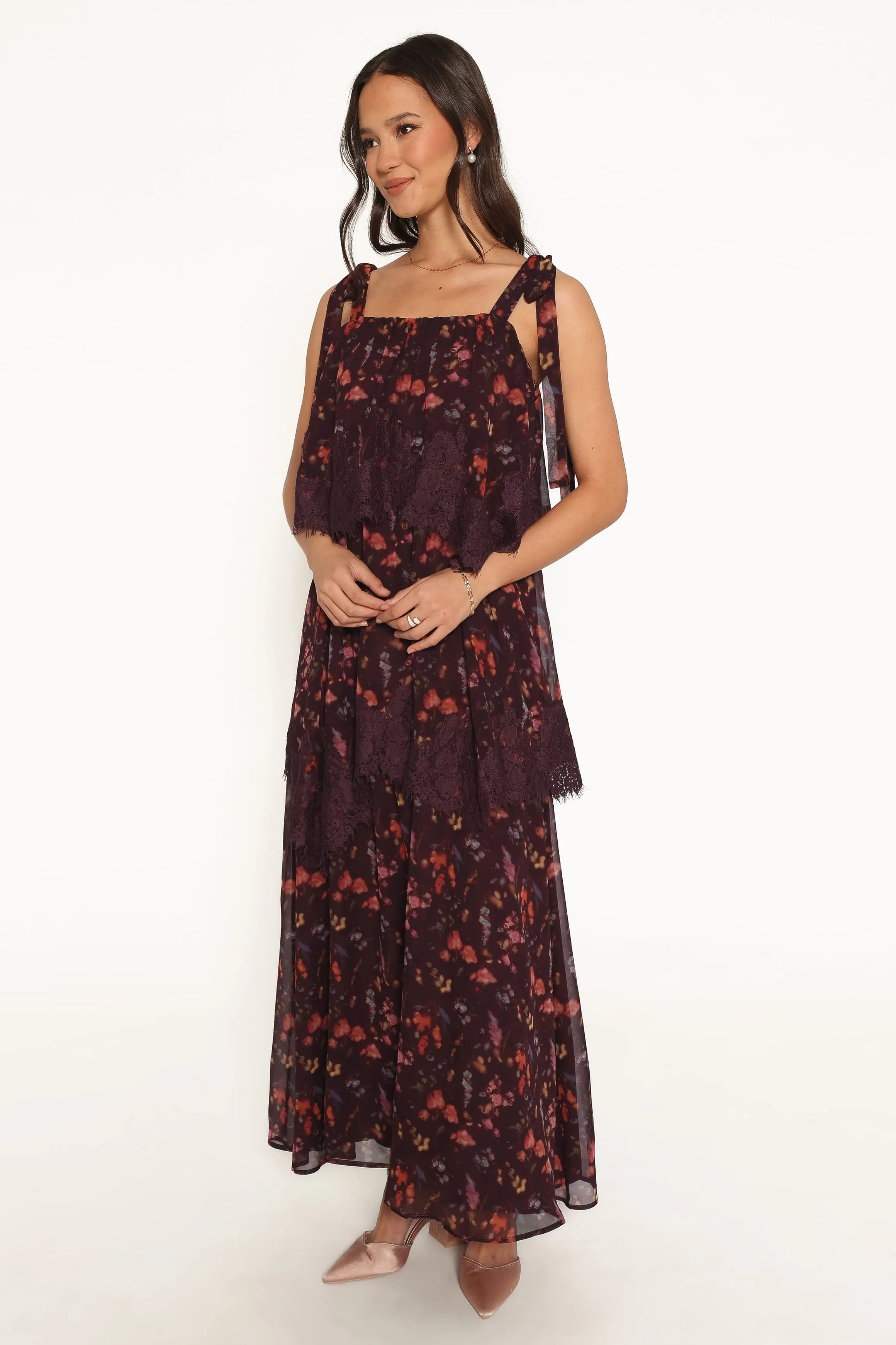 Lunella Maxi Dress - Plum Blurred Floral sold by Petal & Pup product image thumbnail 4
