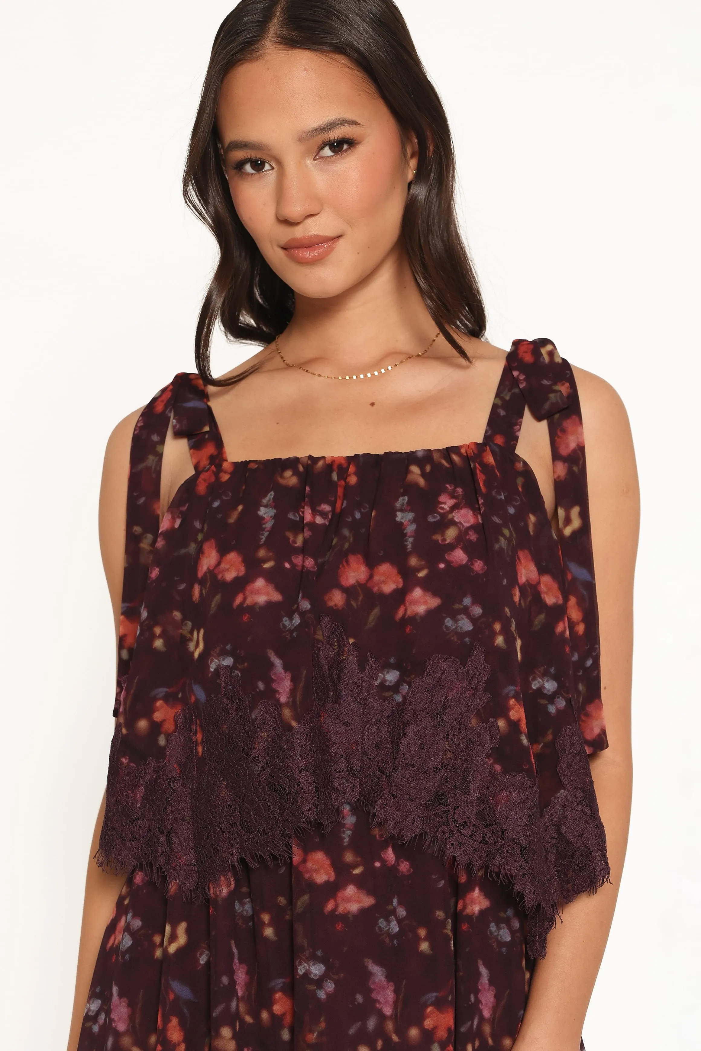 Lunella Maxi Dress - Plum Blurred Floral sold by Petal & Pup product image thumbnail 3