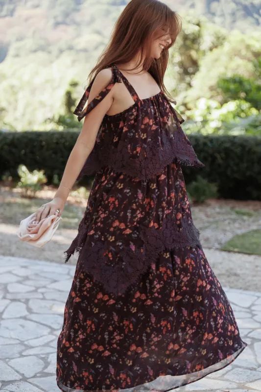 Lunella Maxi Dress - Plum Blurred Floral made by Petal & Pup