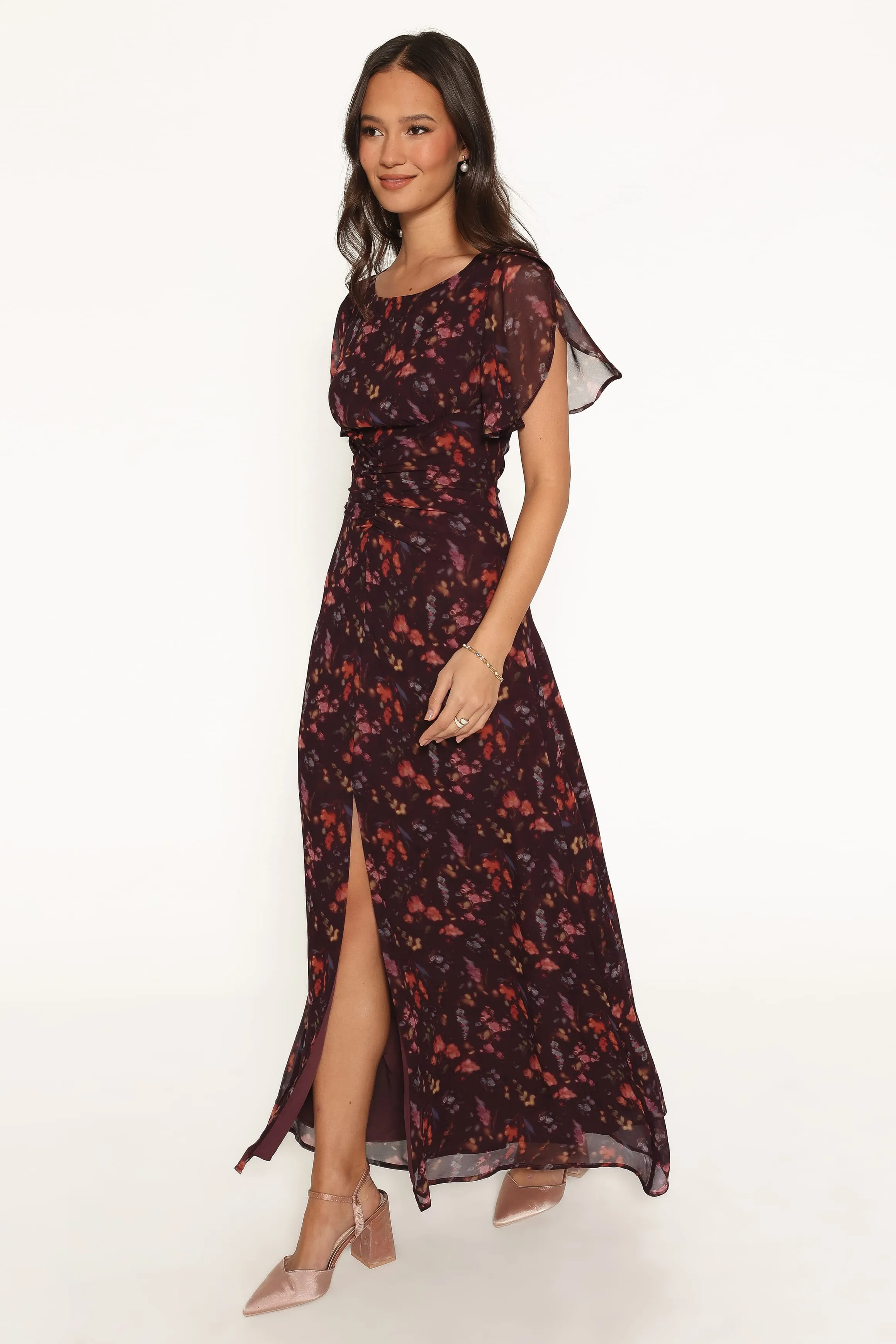 Magdalena Maxi Dress - Plum Blurred Floral sold by Petal & Pup product image thumbnail 4
