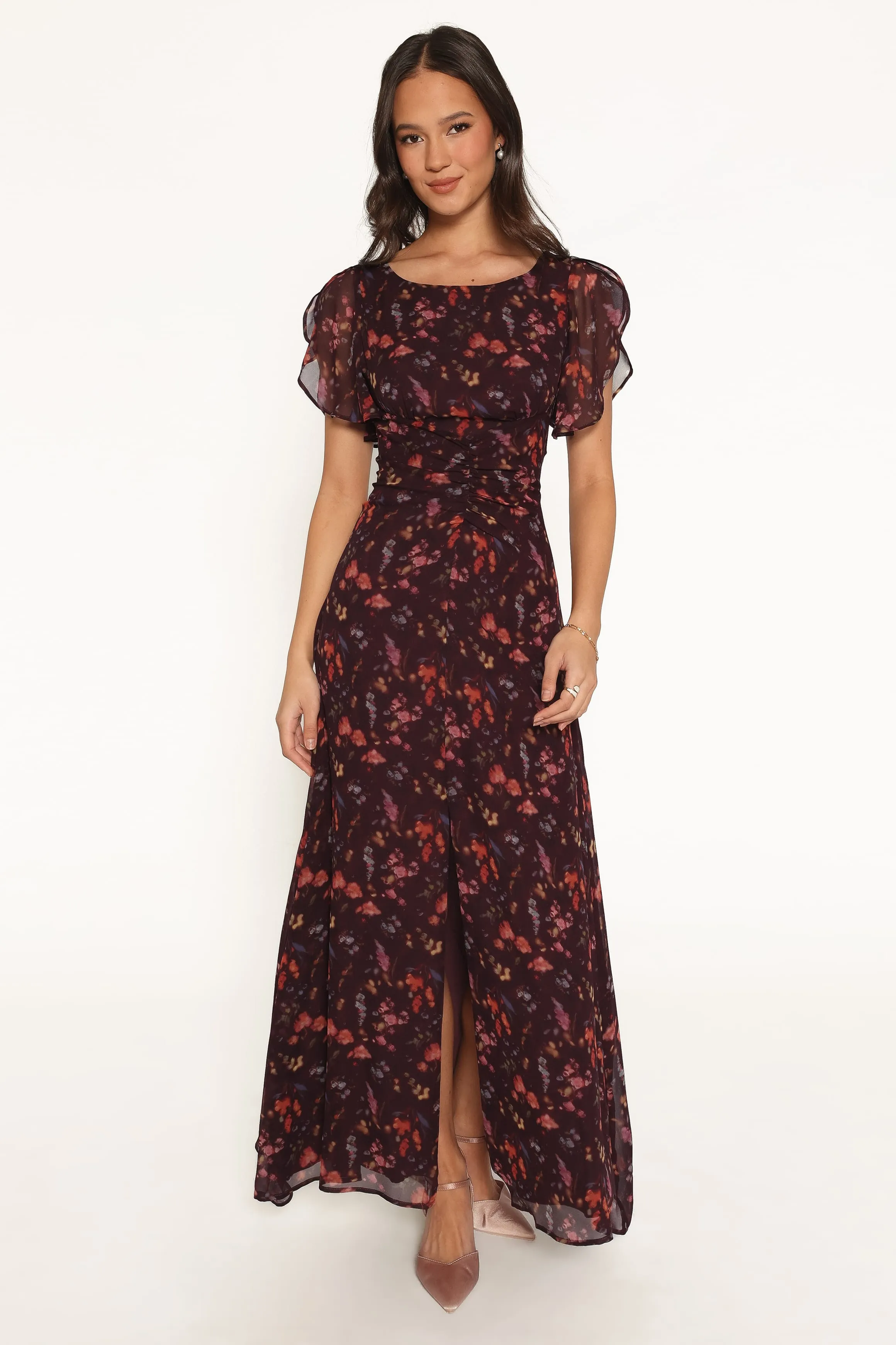 Magdalena Maxi Dress - Plum Blurred Floral sold by Petal & Pup product image thumbnail 2