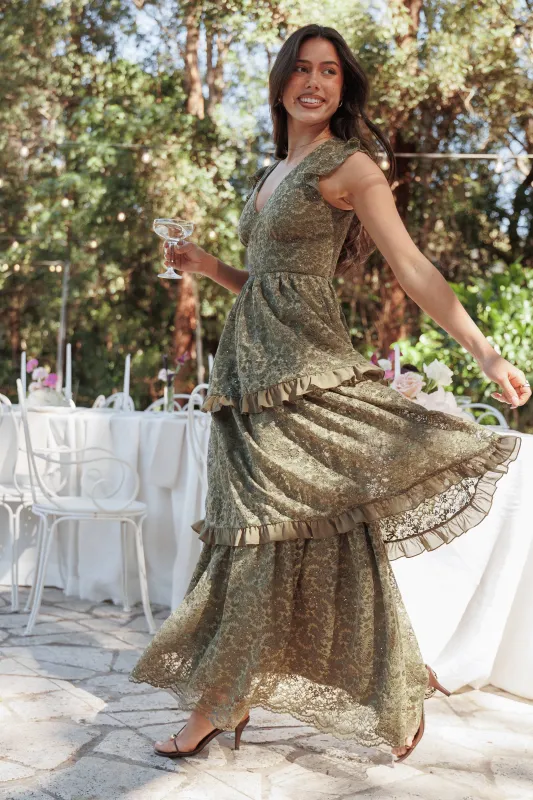 Cataleya Maxi Dress - Olive Lace made by Petal & Pup