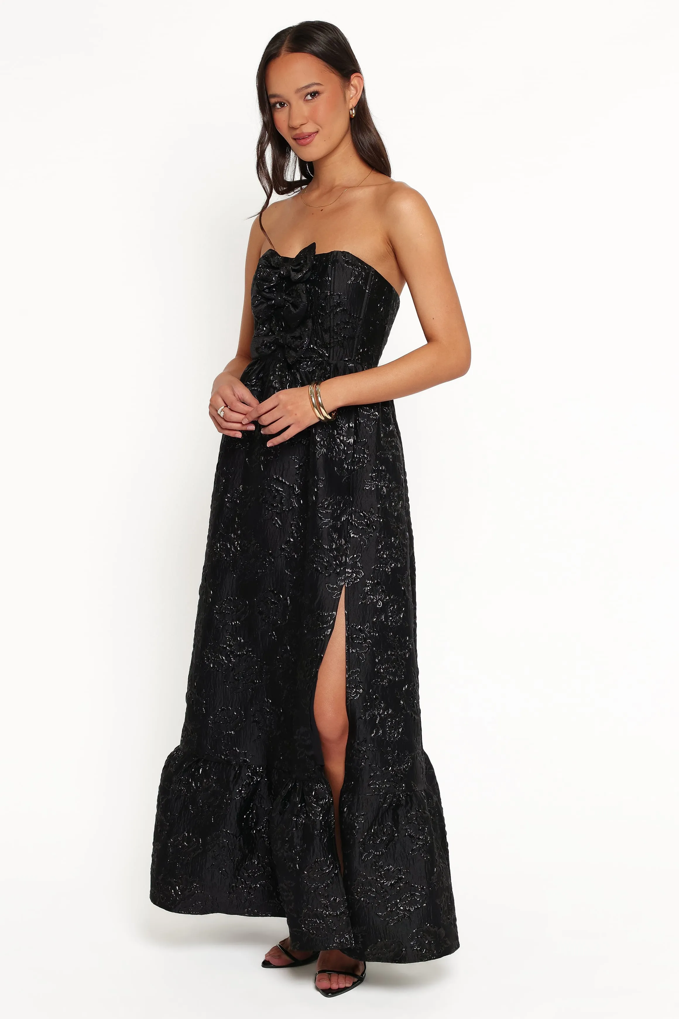 Delphira Maxi Dress - Black Brocade sold by Petal & Pup product image thumbnail 4