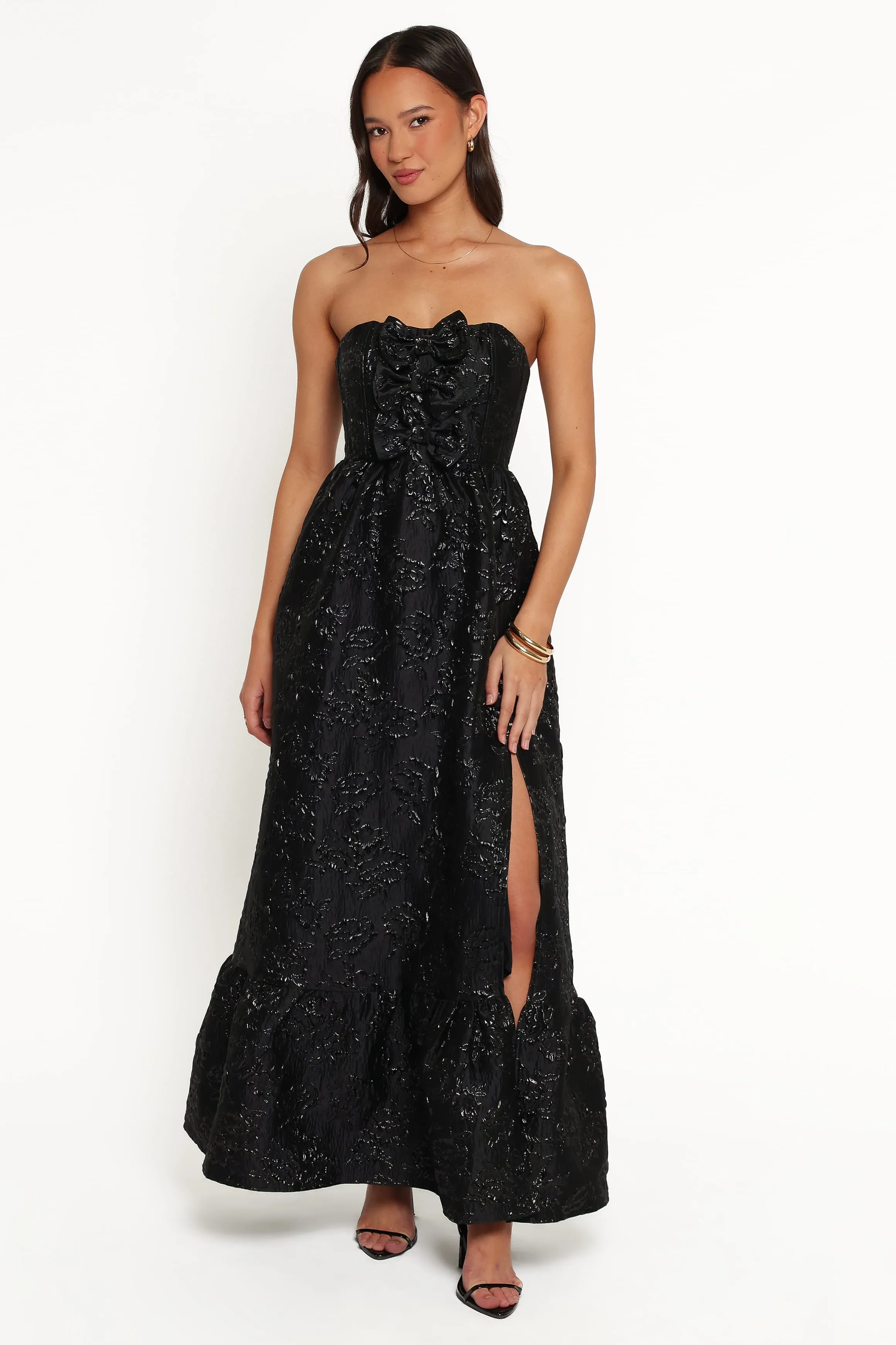 Delphira Maxi Dress - Black Brocade sold by Petal & Pup product image thumbnail 2