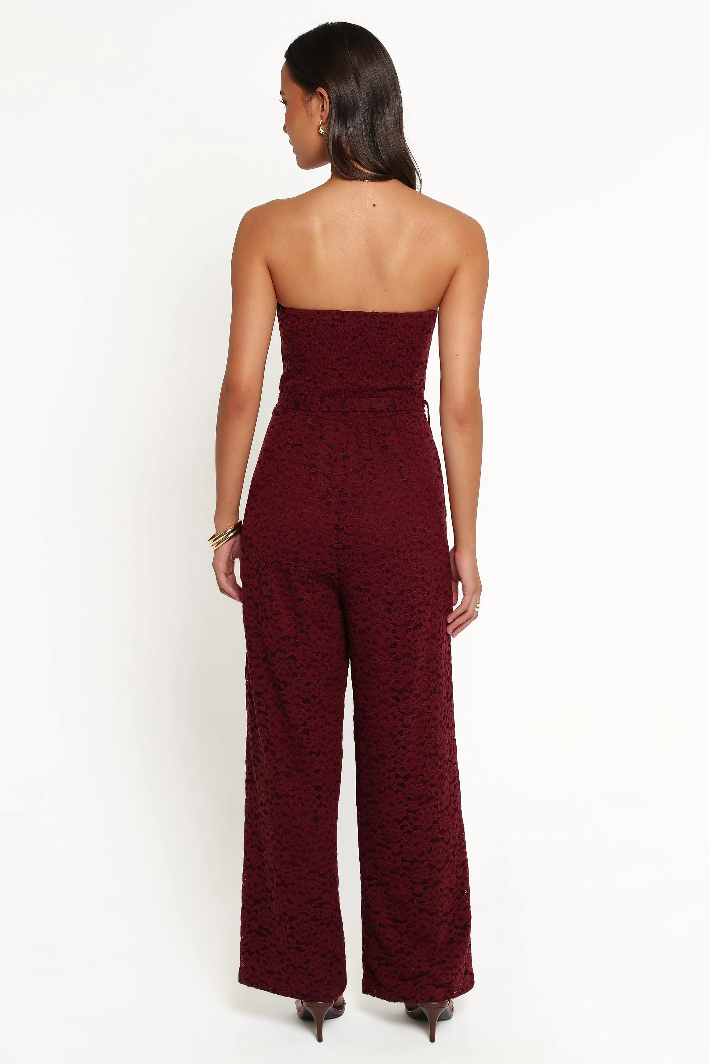 Harlie Strapless Lace Jumpsuit - Burgundy sold by Petal & Pup product image thumbnail 4