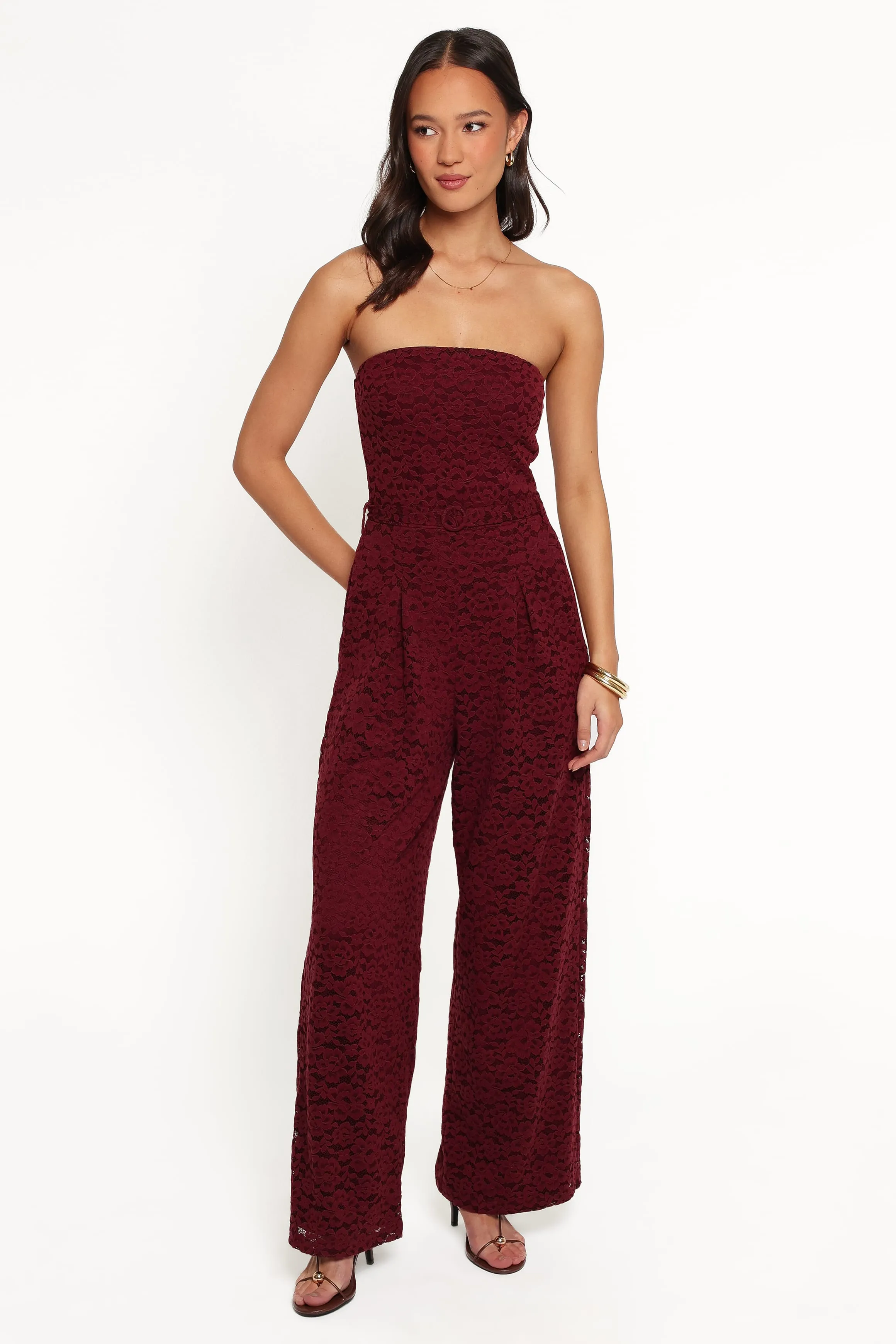 Harlie Strapless Lace Jumpsuit - Burgundy sold by Petal & Pup product image thumbnail 3