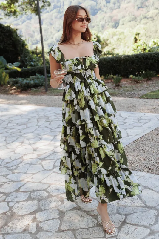 Belle Maxi Dress - Green Floral made by Petal & Pup
