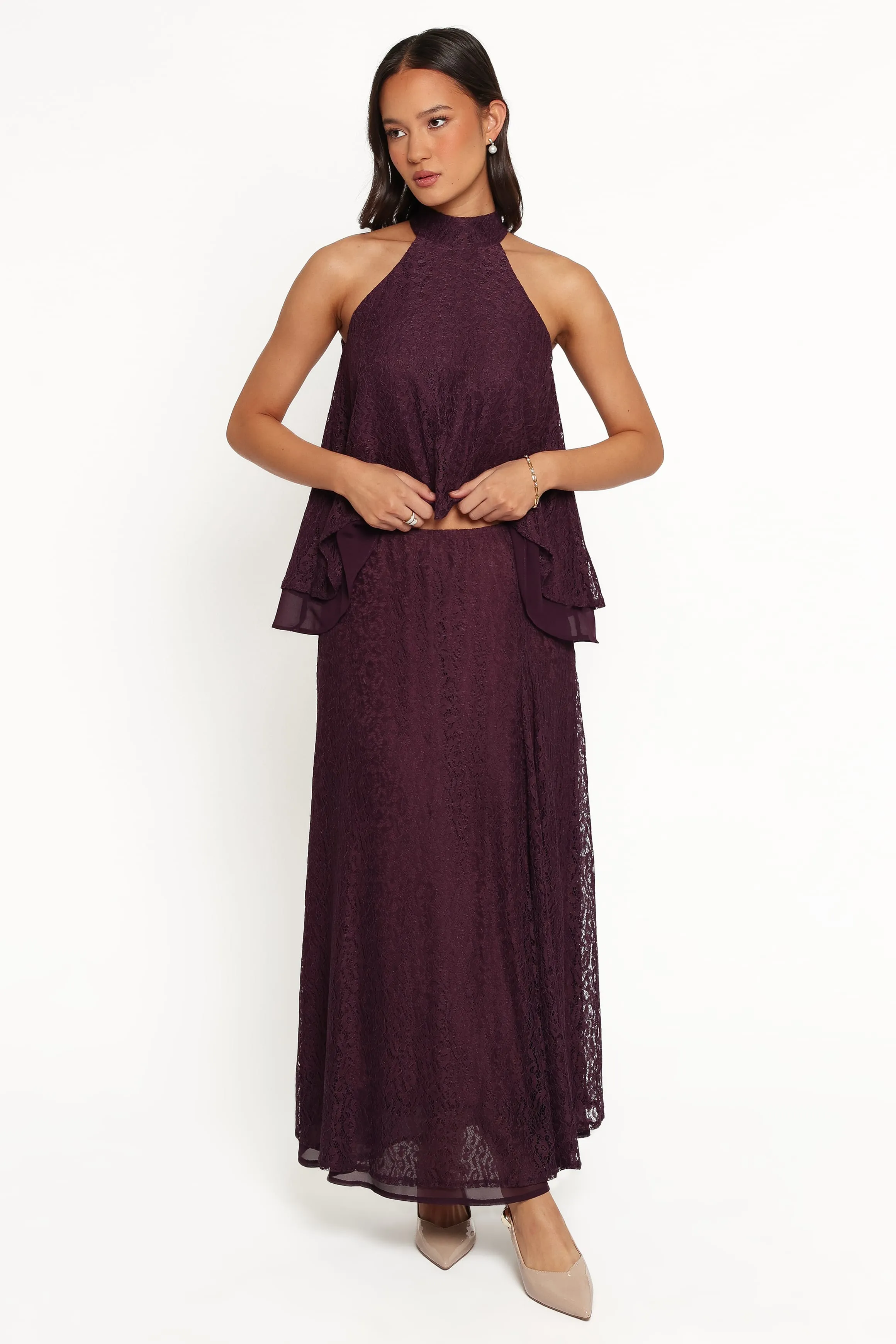 Tracy Maxi Skirt - Plum Lace sold by Petal & Pup product image thumbnail 2