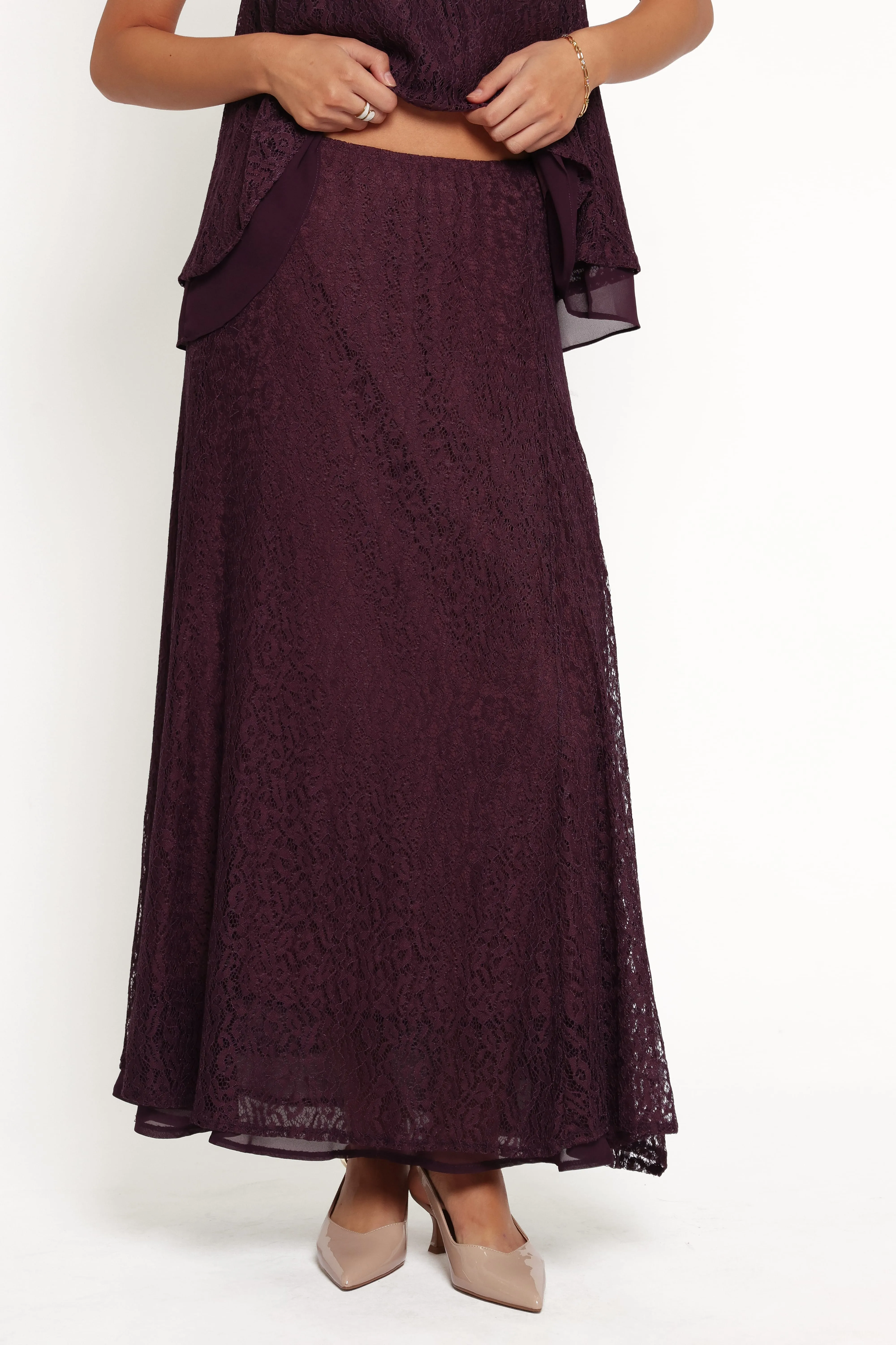 Tracy Maxi Skirt - Plum Lace sold by Petal & Pup product image thumbnail 3