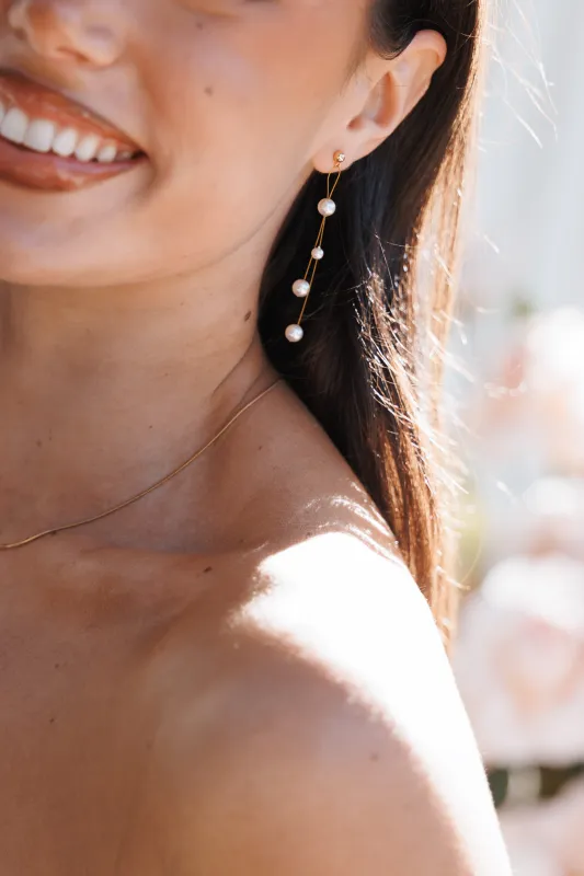 Isabelle Drop Earrings - Gold Pearl made by Petal & Pup