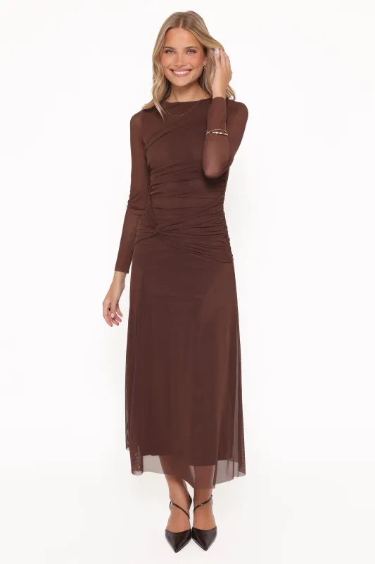Colton Long Sleeve Maxi Dress - Brown made by Petal & Pup