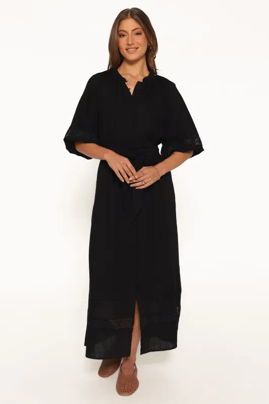 Decosta Long Sleeve Maxi Dress - Black made by Petal & Pup