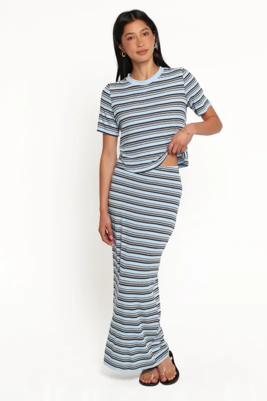 Bene Tee Skirt Set - Blue Stripe made by Petal & Pup