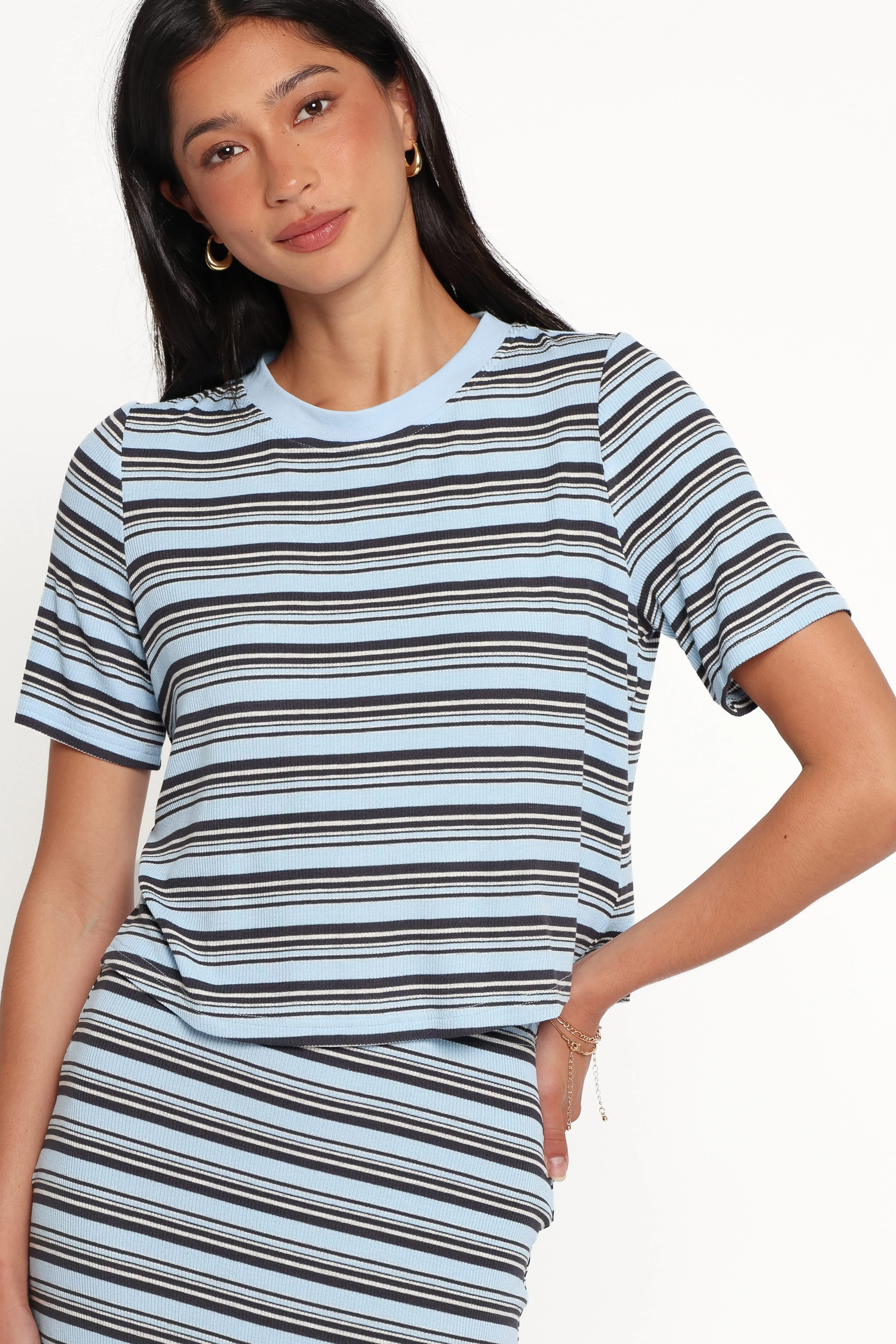 Bene Tee Skirt Set - Blue Stripe sold by Petal & Pup product image thumbnail 2